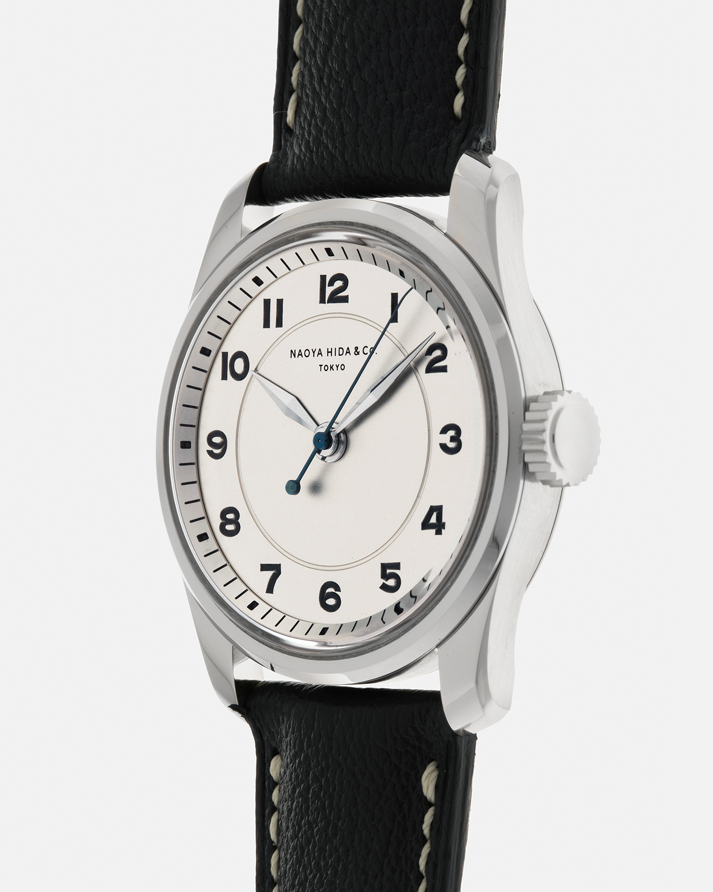 Brand: Naoya Hida
Year: 2024
Model: NH Type 4A
Material: 904L Stainless Steel Case, German Silver Dial
Movement: NH Cal. 3020SS (Based on Valjoux Cal. 7750), Manual-Winding
Case Dimensions: 36mm x 11mm (42mm Lug-to-Lug)
Lug Width: 20mm
Strap: Jean Rousseau Dark Brown Leather Strap with Signed 904L Stainless Steel Tang Buckle