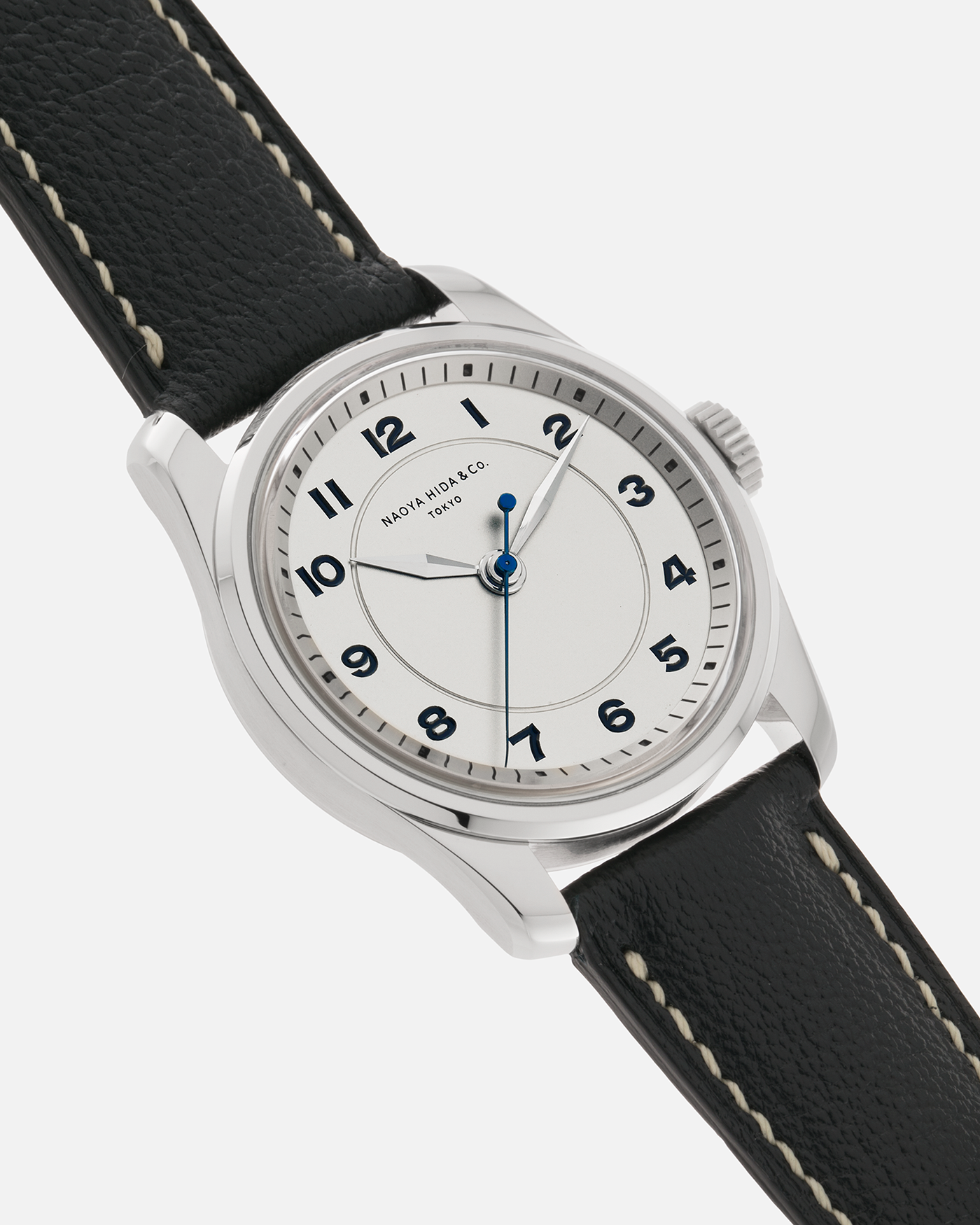 Brand: Naoya Hida
Year: 2024
Model: NH Type 4A
Material: 904L Stainless Steel Case, German Silver Dial
Movement: NH Calibre 3020SS (Based on Valjoux Cal. 7750), Manual-Winding
Case Dimensions: 36mm Diameter 11mm Thickness
Lug Width: 20mm
Strap: Jean Rousseau Dark Blue Leather Strap with Signed 904L Stainless Steel Tang Buckle