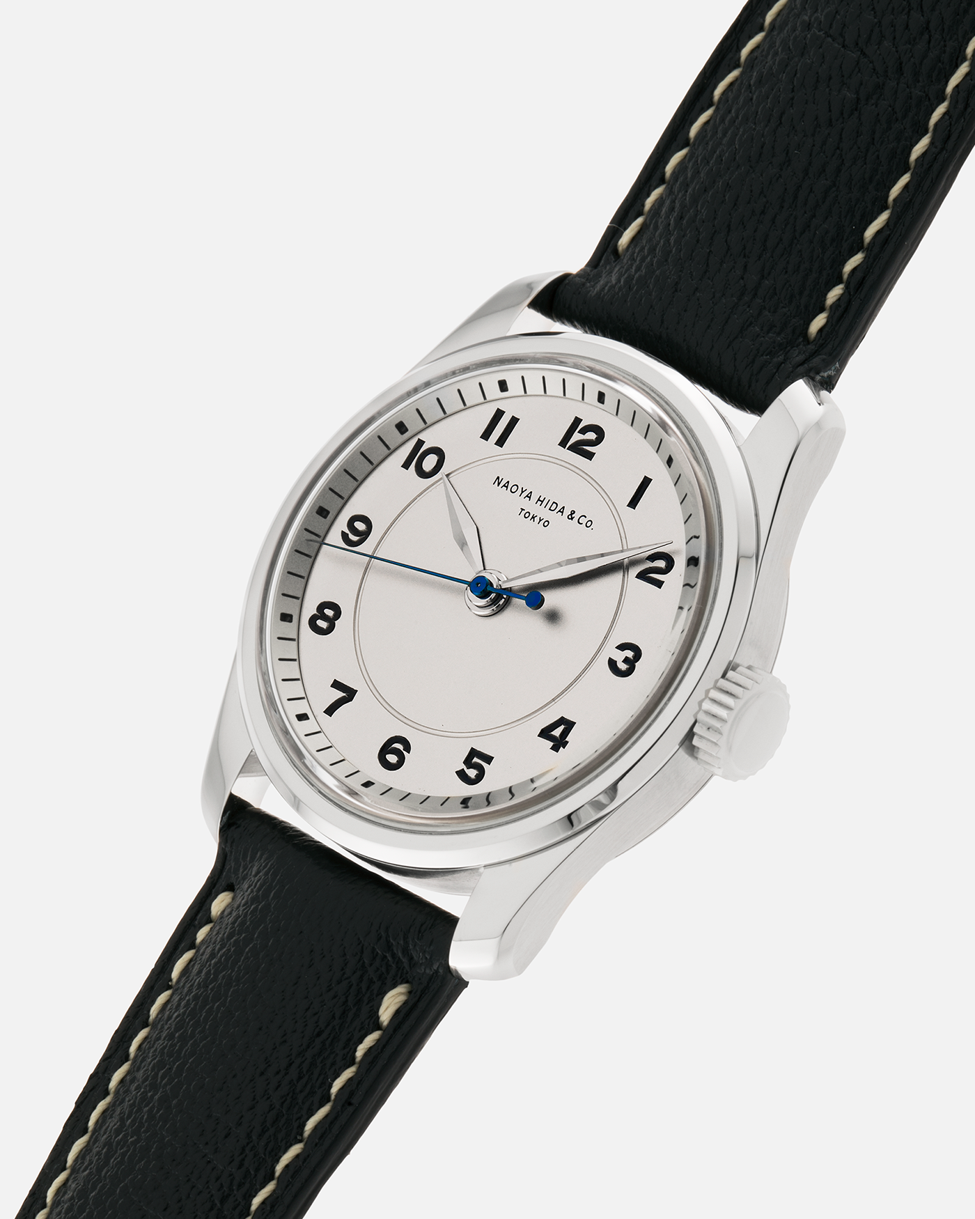 Brand: Naoya Hida
Year: 2024
Model: NH Type 4A
Material: 904L Stainless Steel Case, German Silver Dial
Movement: NH Calibre 3020SS (Based on Valjoux Cal. 7750), Manual-Winding
Case Dimensions: 36mm Diameter 11mm Thickness
Lug Width: 20mm
Strap: Jean Rousseau Dark Blue Leather Strap with Signed 904L Stainless Steel Tang Buckle