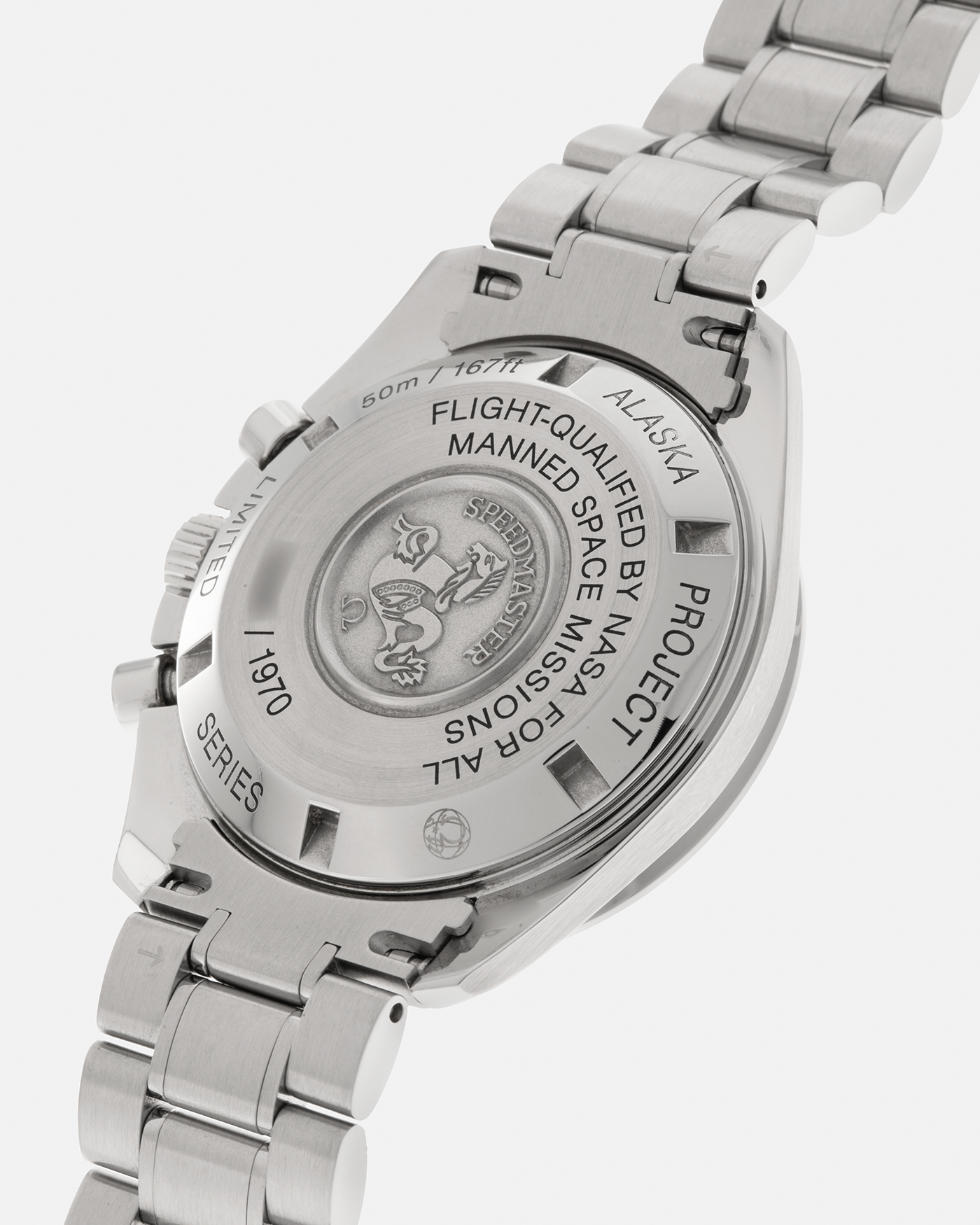 Brand: Omega
Year: 2017
Model: Speedmaster Professional Alaska Project
Reference: 311.32.42.30.04.001
Material: Stainless Steel
Movement: Omega in-house Cal. 1861, Self-Winding
Case Dimensions: 42mm x 13mm (Lug-to-Lug 48mm)
Lug Width: 20mm
Bracelet/Strap: Omega Stainless Steel Bracelet, Omega Alaska Project Fabric Velcro Straps