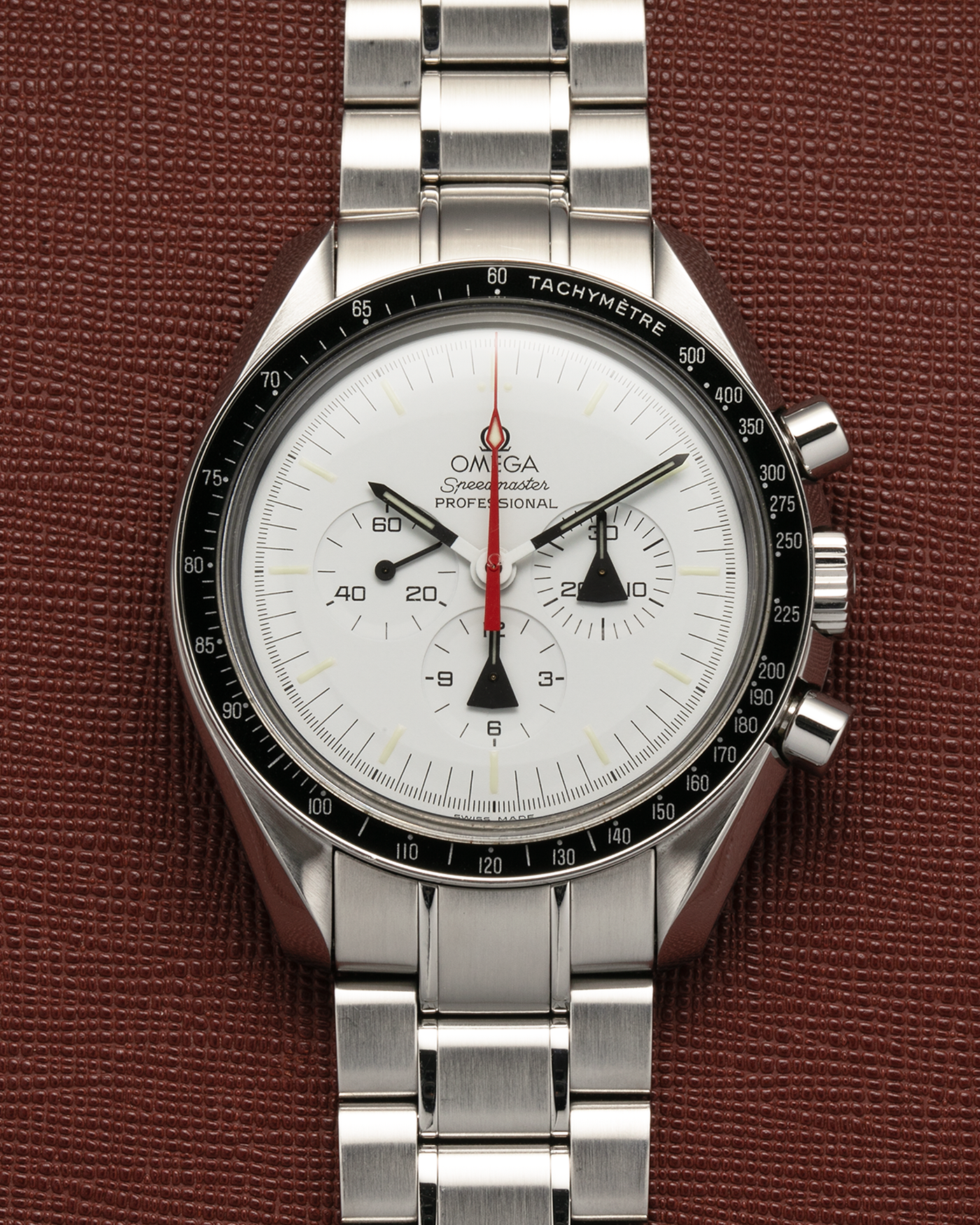 Brand: Omega
Year: 2017
Model: Speedmaster Professional Alaska Project
Reference: 311.32.42.30.04.001
Material: Stainless Steel
Movement: Omega in-house Cal. 1861, Self-Winding
Case Dimensions: 42mm x 13mm (Lug-to-Lug 48mm)
Lug Width: 20mm
Bracelet/Strap: Omega Stainless Steel Bracelet, Omega Alaska Project Fabric Velcro Straps