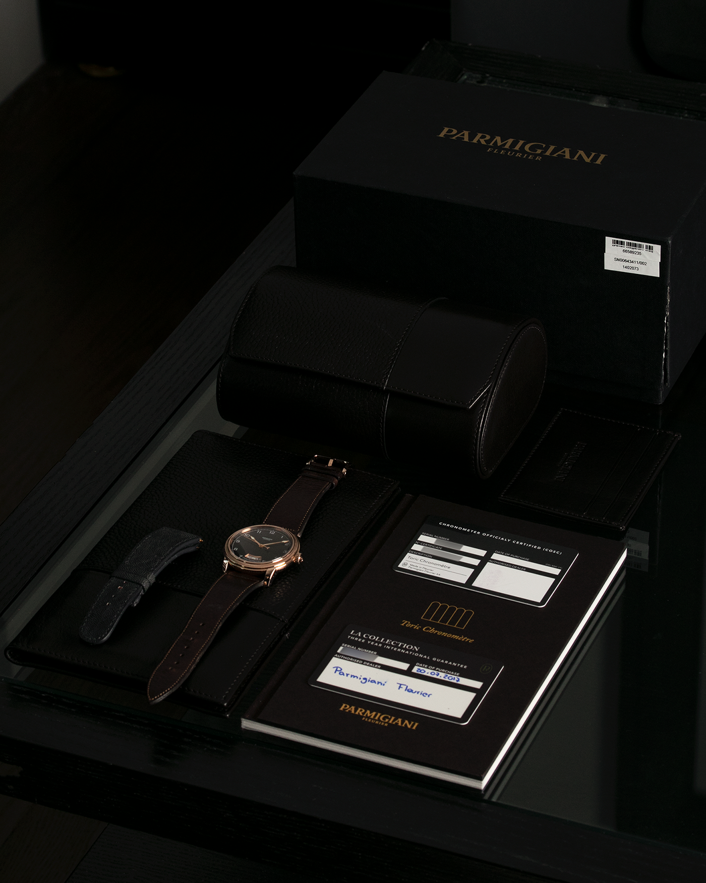 Brand: Parmigiani Fleurier Year: 2017 Model: Toric Chronometre Material: 18-carat Rose Gold Movement: PF Cal. PF 331, Self-Winding Case Diameter: 40.8mm Strap: Accurate Form Dark Brown Leather Strap with Signed 18-carat Rose Gold Tang Buckle.