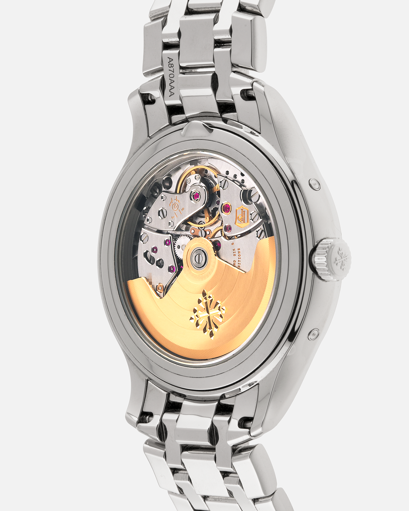 Brand: Patek Philippe
Year: 2023
Model: Annual Calendar Moonphase
Reference: 4947/1A-001
Material: Stainless Steel
Movement: Patek Philippe Self-Winding Cal. 26-330 S QA LU
Case Dimensions: 38mm Diameter 11mm Thickness
Lug Width: 19mm
Bracelet: Patek Philippe Stainless Steel Bracelet with Signed Clasp
