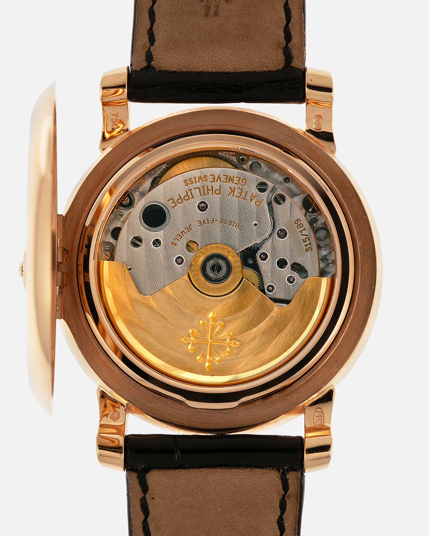 Brand: Patek Philippe
Year: 2001
Model: Annual Calendar
Reference Number: 5150R / ‘T150’
Material: 18-carat Rose Gold
Movement: Patek Philippe Cal. 315 S QA LU, Self-Winding
Case Dimensions: 36mm x 12.6mm (Lug-to-Lug 44mm)
Lug Width: 19mm
Strap: Patek Philippe Black Alligator Leather Strap with Signed 18-carat Rose Gold Tang Buckle