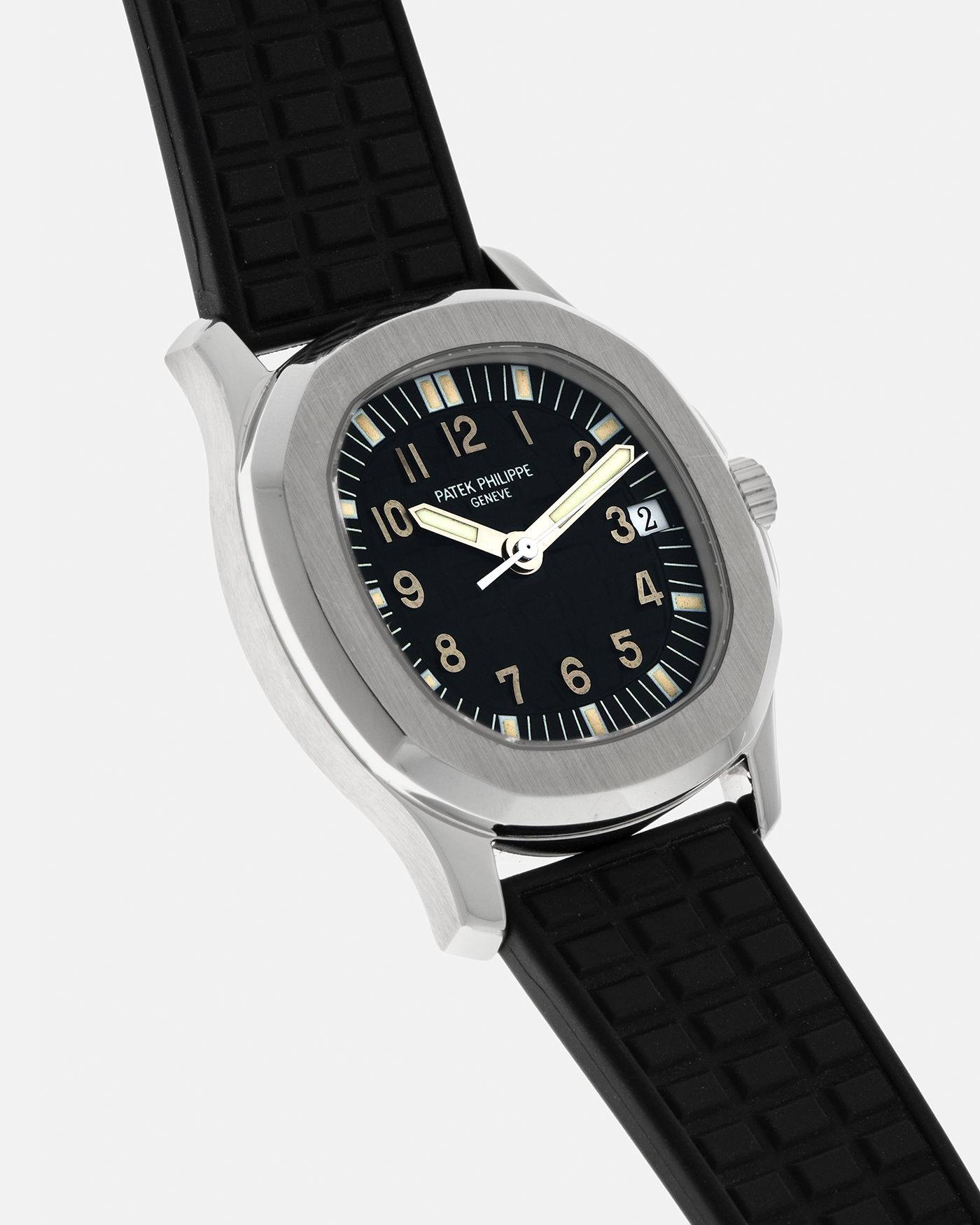 Brand: Patek Philippe
Year: 1997
Model: Aquanaut
Reference: 5060A
Material: Stainless Steel
Movement: Patek Philippe Cal. 330 SC, Self-Winding
Case Dimensions: 36mm x 8.5mm (Lug-to-Lug 46mm)
Lug Width: 19mm
Straps: Patek Philippe Black ‘Tropic’ Rubber Strap for Aquanaut with Signed Stainless Steel Butterfly Double Fold Deployant Clasp, extra uncut Patek Philippe Khaki Green ‘Tropic’ Rubber Strap for Aquanaut