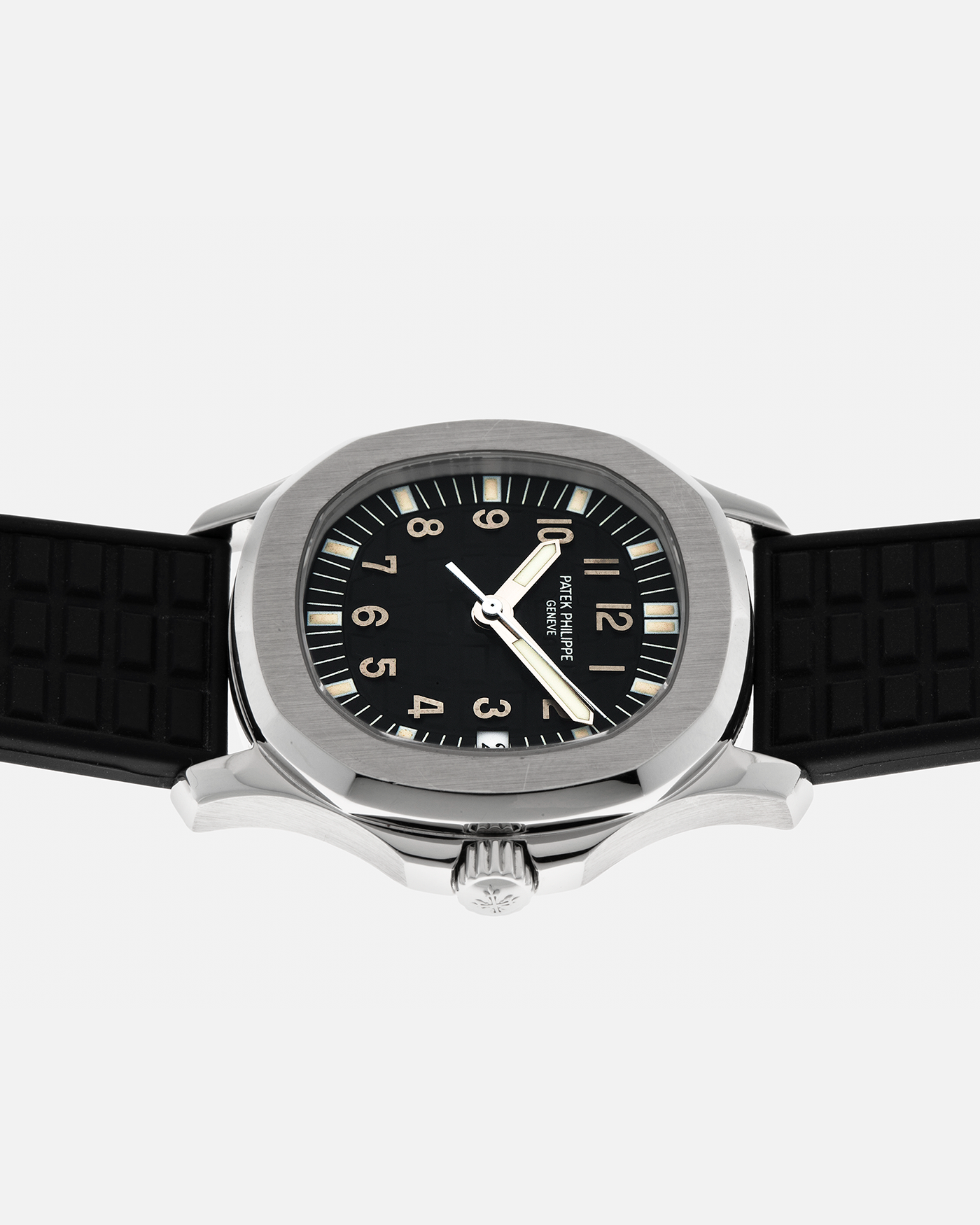 Brand: Patek Philippe
Year: 1997
Model: Aquanaut
Reference: 5060A
Material: Stainless Steel
Movement: Patek Philippe Cal. 330 SC, Self-Winding
Case Dimensions: 36mm x 8.5mm (Lug-to-Lug 46mm)
Lug Width: 19mm
Straps: Patek Philippe Black ‘Tropic’ Rubber Strap for Aquanaut with Signed Stainless Steel Butterfly Double Fold Deployant Clasp, extra uncut Patek Philippe Khaki Green ‘Tropic’ Rubber Strap for Aquanaut