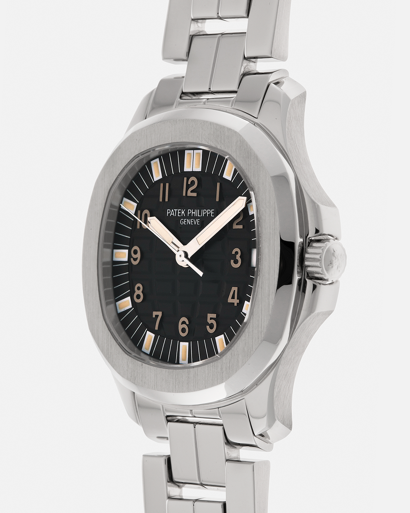 Brand: Patek Philippe
Year: 2000
Model: Aquanaut
Reference Number: 5065A
Material: Stainless Steel
Movement: Patek Philippe Cal. 315 SC. Self-Winding
Case Dimensions: 38mm x 8.2mm (Lug-to-Lug 44mm)
Lug Width: 19mm
Bracelet: Patek Philippe Multi-Link Stainless Steel Bracelet  