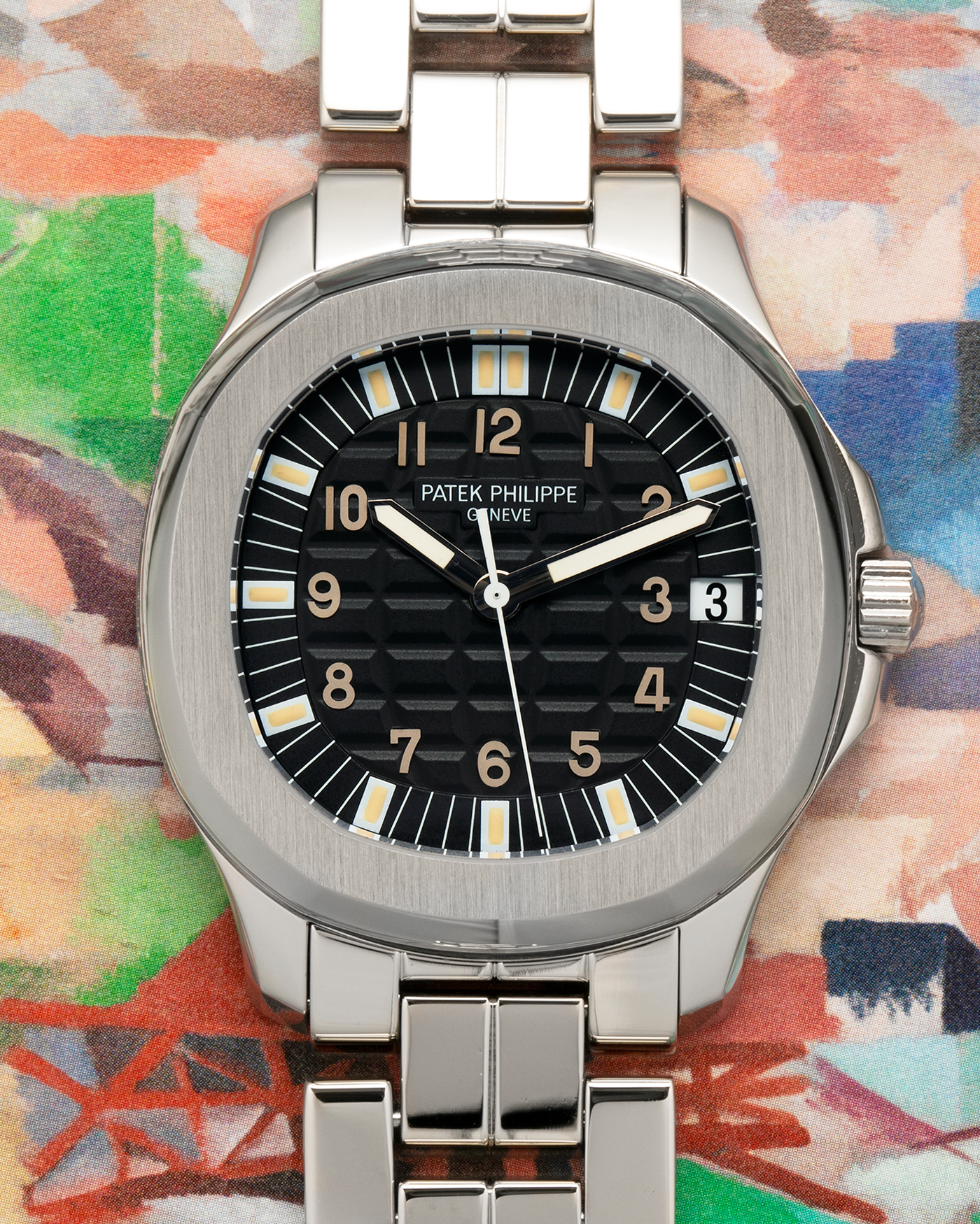 Brand: Patek Philippe
Year: 2000
Model: Aquanaut
Reference Number: 5065A
Material: Stainless Steel
Movement: Patek Philippe Cal. 315 SC. Self-Winding
Case Dimensions: 38mm x 8.2mm (Lug-to-Lug 44mm)
Lug Width: 19mm
Bracelet: Patek Philippe Multi-Link Stainless Steel Bracelet  