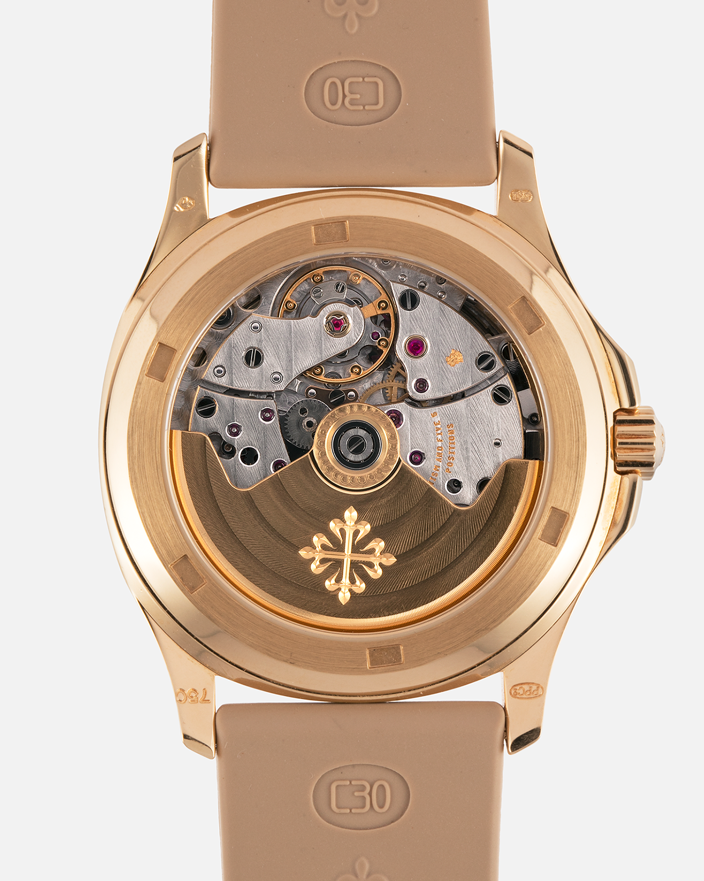 Brand: Patek Philippe
Year: 2004
Model: Aquanaut
Reference: 5066J
Material: 18k Yellow Gold
Movement: Patek Philippe Cal. 330 SC, Self-Winding
Case Dimensions: 36mm x 8.5mm
Lug Width: 19mm
Straps: Patek Philippe Beige ‘Tropic’ Rubber Strap with Signed 18k Yellow Gold Butterfly Double Fold Deployant Clasp. Extra Patek Philippe Khaki Green Rubber Strap.