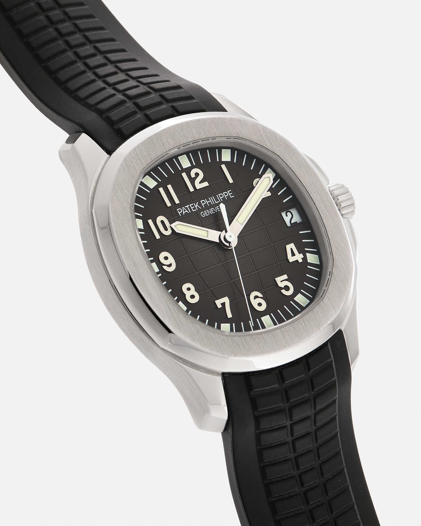 Brand: Patek Philippe
Year: 2000’s
Model: Aquanaut
Reference Number: 5165A
Material: Stainless Steel
Movement: Patek Philippe Cal. 324 S C, Self-Winding
Case Dimensions: 38mm x 8.5mm (Lug-to-Lug 44.5mm)
Straps: Patek Philippe Aquanaut Black Rubber Strap with Signed Deployant Clasp, with an extra Brand New Uncut Patek Philippe Aquanaut Black Rubber Strap