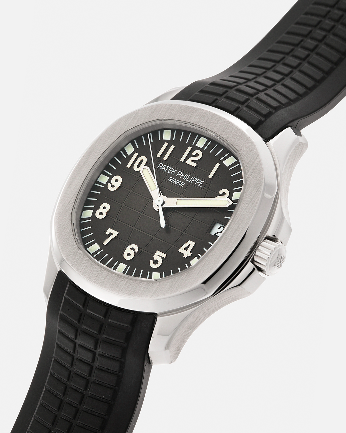 Brand: Patek Philippe
Year: 2000’s
Model: Aquanaut
Reference Number: 5165A
Material: Stainless Steel
Movement: Patek Philippe Cal. 324 S C, Self-Winding
Case Dimensions: 38mm x 8.5mm (Lug-to-Lug 44.5mm)
Straps: Patek Philippe Aquanaut Black Rubber Strap with Signed Deployant Clasp, with an extra Brand New Uncut Patek Philippe Aquanaut Black Rubber Strap