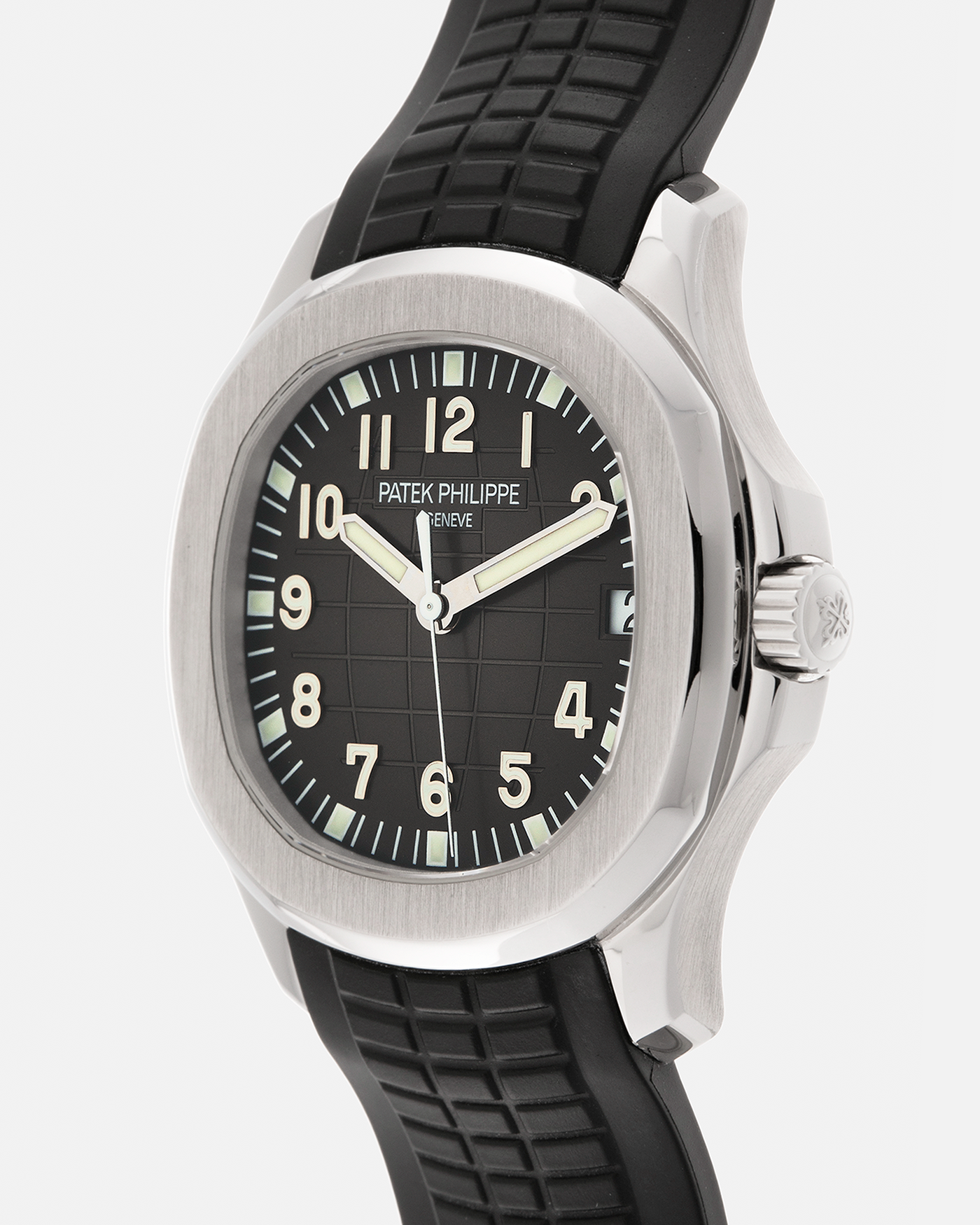 Brand: Patek Philippe
Year: 2000’s
Model: Aquanaut
Reference Number: 5165A
Material: Stainless Steel
Movement: Patek Philippe Cal. 324 S C, Self-Winding
Case Dimensions: 38mm x 8.5mm (Lug-to-Lug 44.5mm)
Straps: Patek Philippe Aquanaut Black Rubber Strap with Signed Deployant Clasp, with an extra Brand New Uncut Patek Philippe Aquanaut Black Rubber Strap