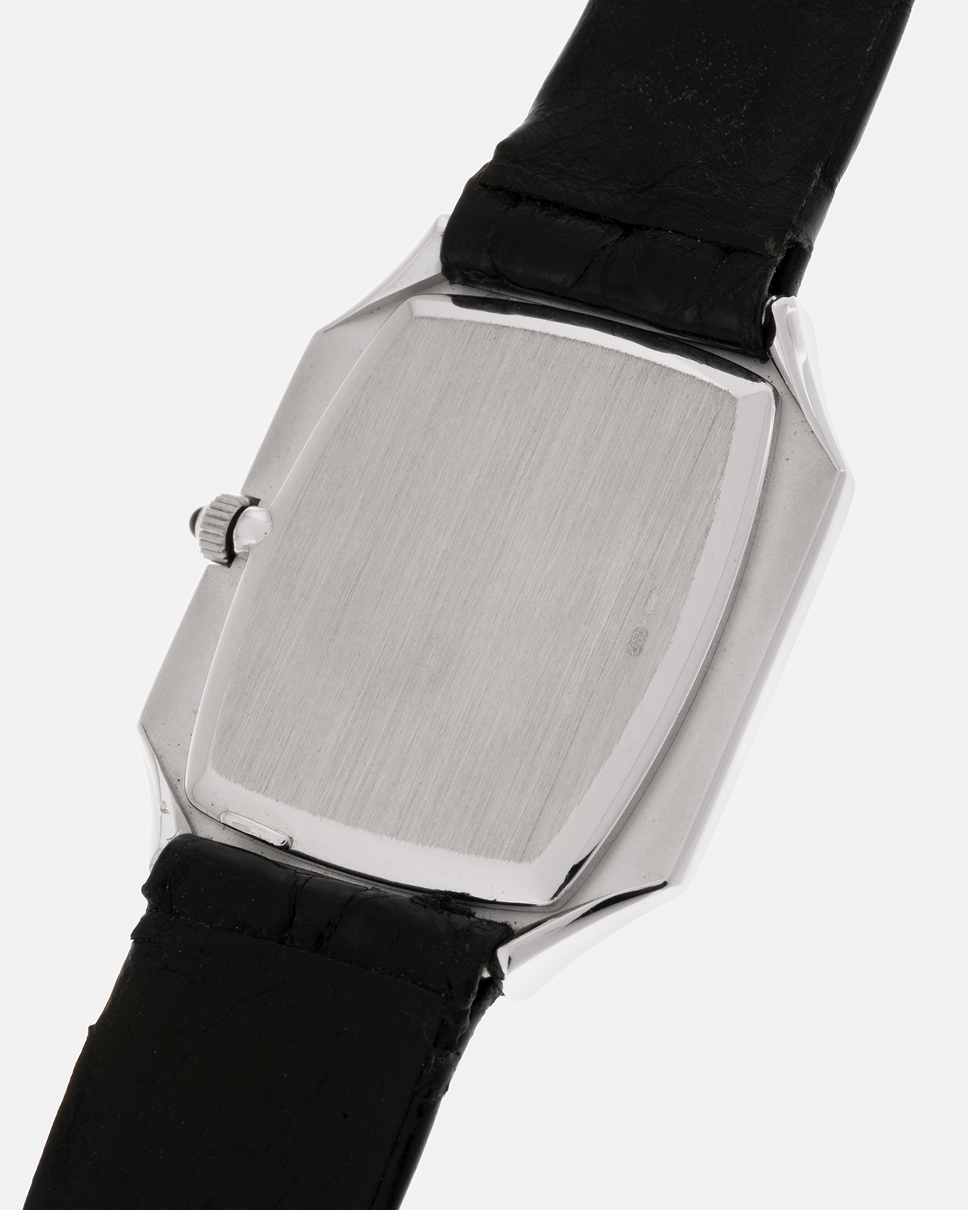 Brand: Patek Philippe
Year: 1976
Reference: 3629 'Bat'
Material: 18-carat White Gold
Movement: Patek Philippe Cal. 177, Manual-Winding
Case Dimensions: 37mm (Including Lugs) x 31mm x 5mm
Lug Width: 17mm
Strap: Patek Philippe Alligator Leather Strap with Signed 18-carat White Gold Tang Buckle