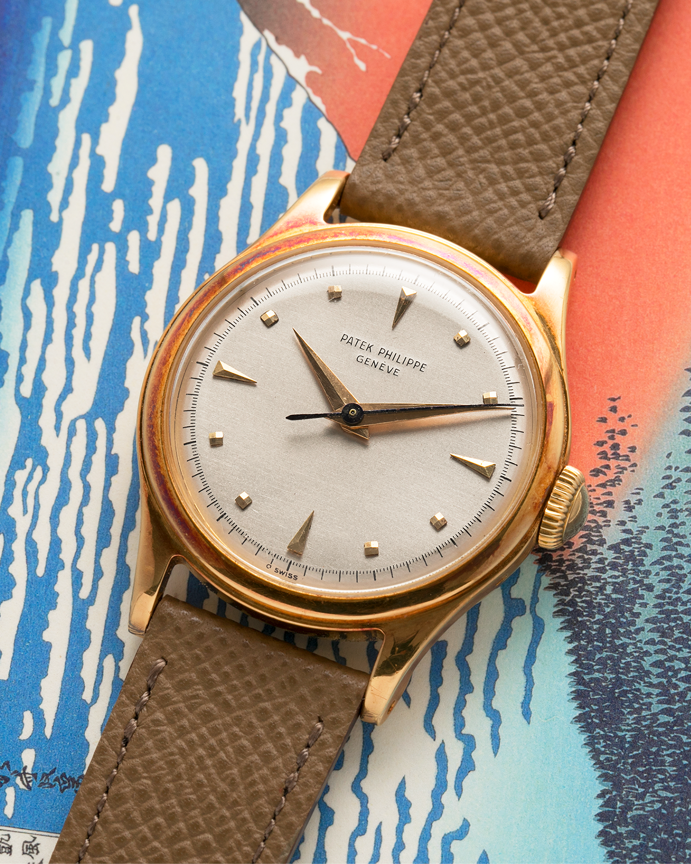Brand: Patek Philippe Year: 1952 Model: Calatrava Reference: 2508 Material: 18-carat Yellow Gold Movement: Patek Philippe Cal. 27 SC, Manual-Winding Case Dimensions: 35mm x 11mm (Lug-to-Lug 43mm) Lug Width: 18mm Strap: Nostime Taupe Brown Textured Calf Leather Strap