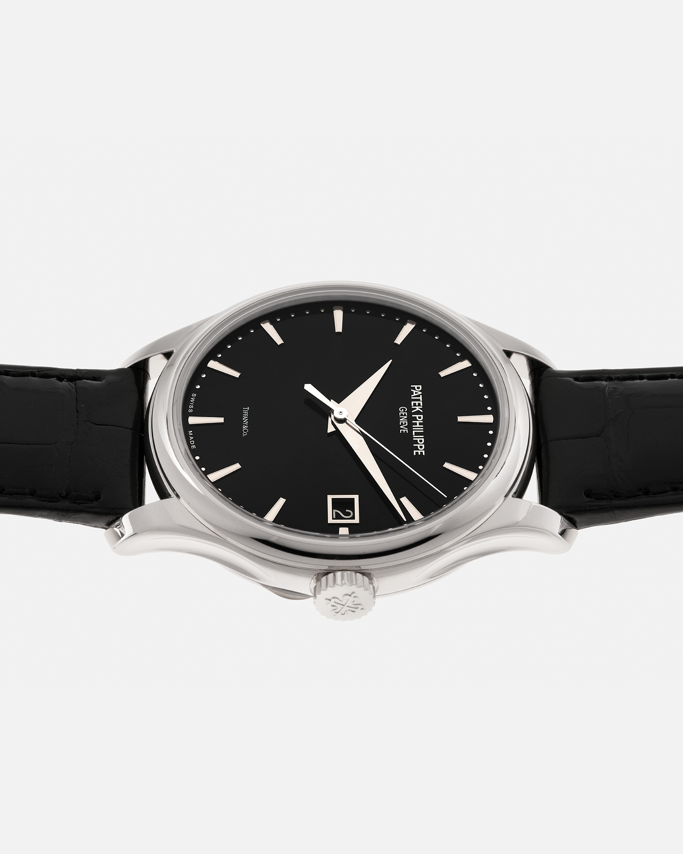 Brand: Patek Philippe
Year: 2017
Model: Calatrava
Reference Number: 5227G
Material: 18-carat White Gold
Movement: Patek Philippe Cal. 324 SC, Self-Winding
Case Dimensions: 39mm x 9.24mm (Lug-to-Lug 46.5mm)
Strap: Patek Philippe Black Alligator Leather Strap with 18-carat White Gold Signed Tang Buckle