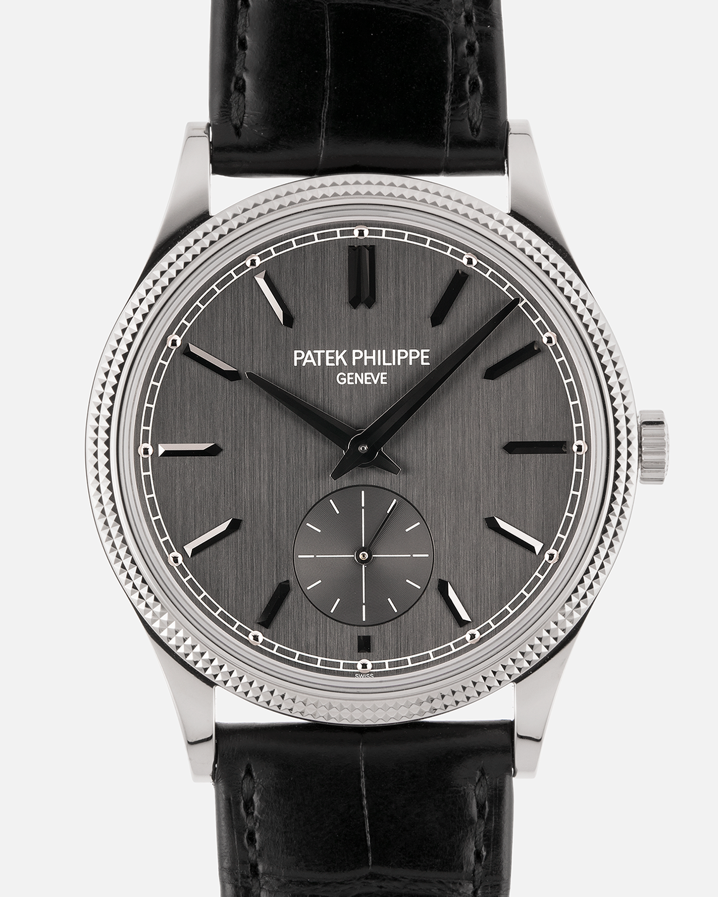 Brand: Patek Philippe
Year: 2023
Model: Calatrava
Reference: 6119G
Material: White Gold
Movement: Patek Philippe Cal. 30-255
Case Diameter: 39mm
Strap: Patek Philippe Black Alligator Strap with 18k White Gold Patek Philippe Tang Buckle