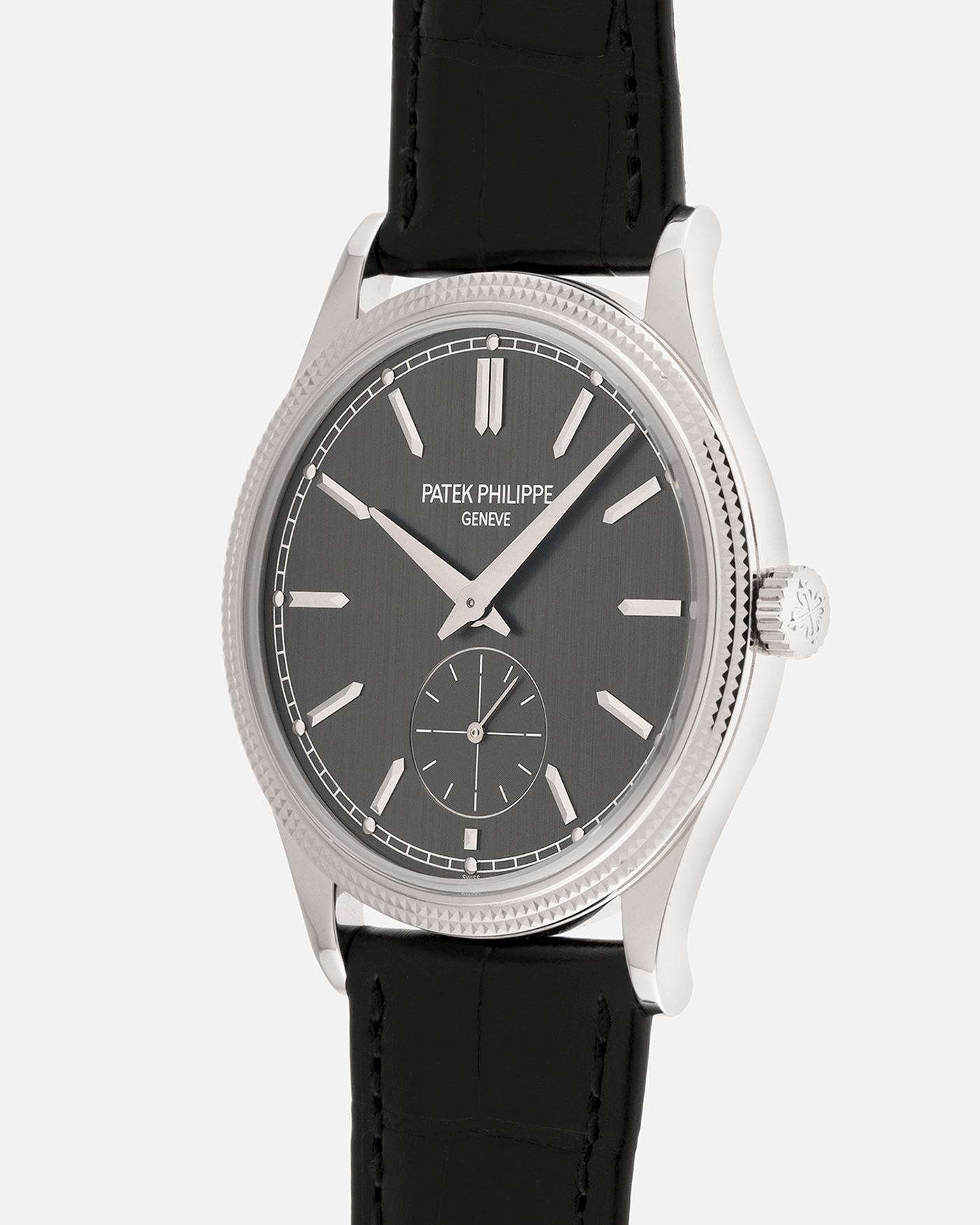 Brand: Patek Philippe
Year: 2023
Model: Calatrava
Reference: 6119G
Material: White Gold
Movement: Patek Philippe Cal. 30-255
Case Diameter: 39mm
Strap: Patek Philippe Black Alligator Strap with 18k White Gold Patek Philippe Tang Buckle