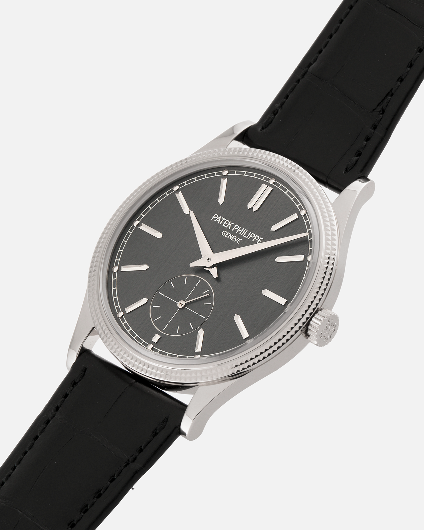 Brand: Patek Philippe
Year: 2023
Model: Calatrava
Reference: 6119G
Material: White Gold
Movement: Patek Philippe Cal. 30-255
Case Diameter: 39mm
Strap: Patek Philippe Black Alligator Strap with 18k White Gold Patek Philippe Tang Buckle