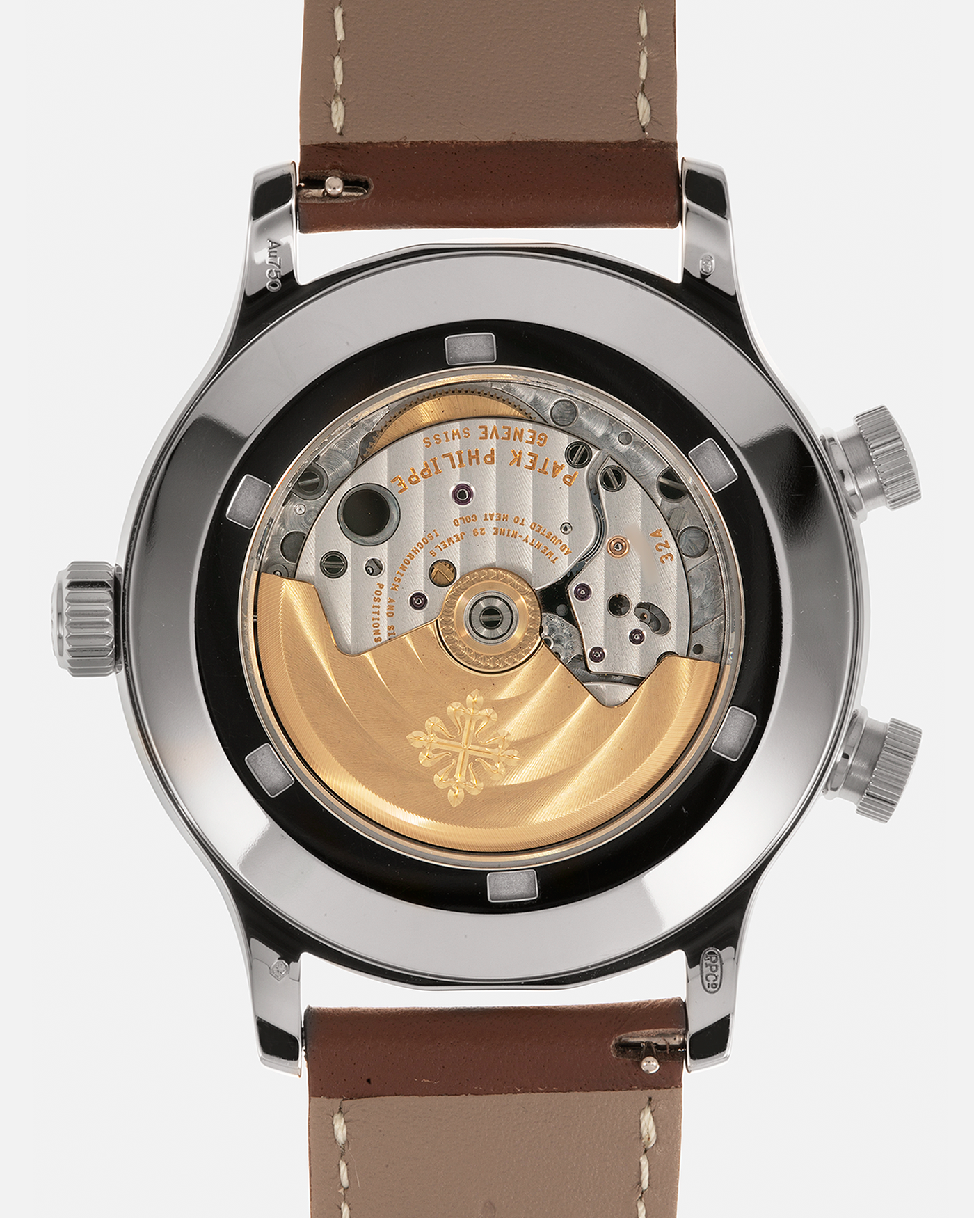 Brand: Patek Philippe
Year: 2020
Model: Calatrava Pilot Travel Time ‘Tiffany & Co.’
Reference: 5524G
Material: 18-carat White Gold
Movement: Patek Philippe Cal. 324 S C FUS, Self-Winding
Case Diameter: 42mm x 10.8mm (Lug-to-Lug 50mm)
Lug Width: 22mm
Strap: Patek Philippe Brown Leather Strap with Signed 18-carat White Gold Tang Buckle