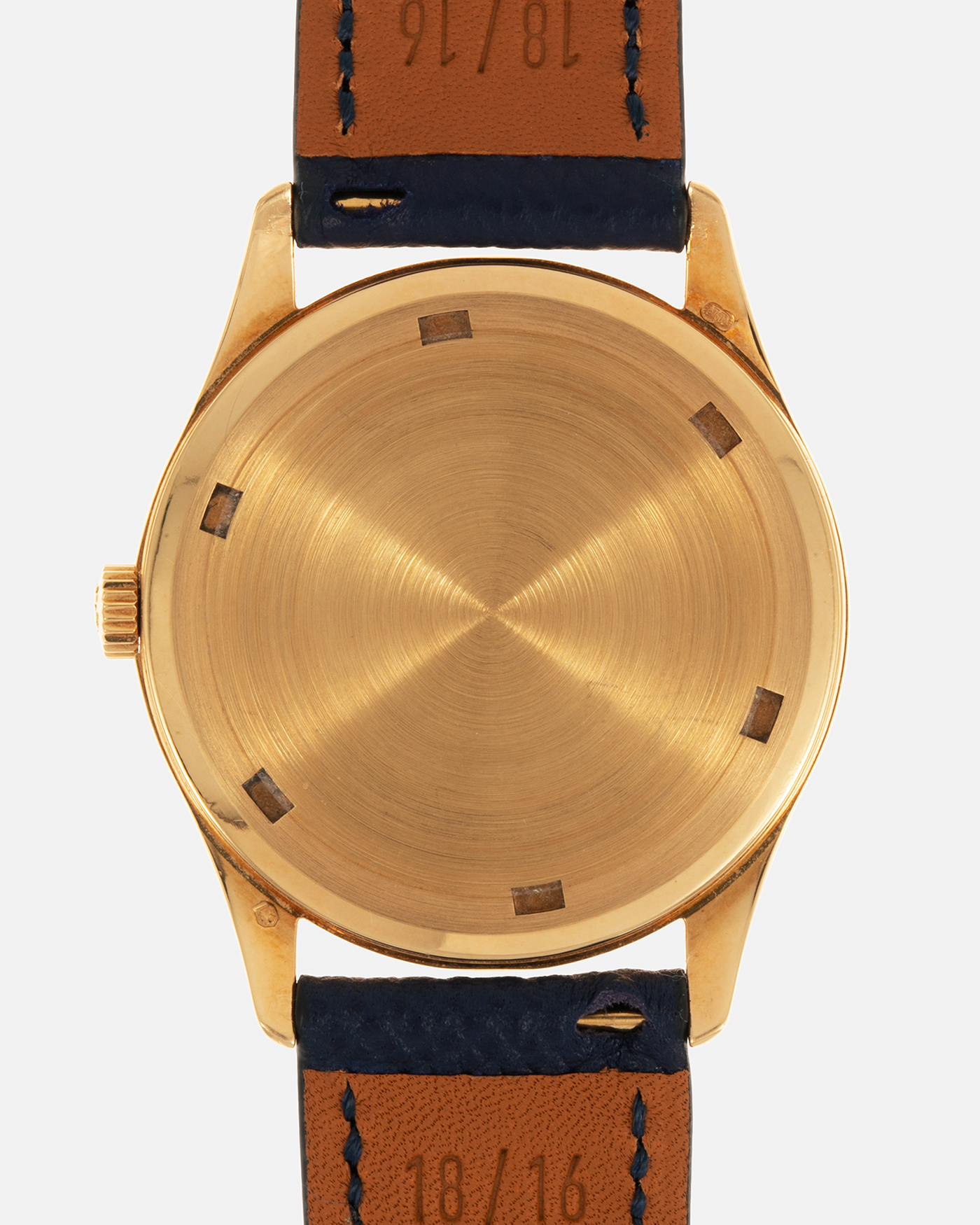 Brand: Patek Philippe
Year: 1990’s
Model: Calatrava
Reference: 5023
Material: 18-carat Yellow Gold
Movement: Patek Philippe Cal. 215 PS, Manual-Winding
Case Diameter: 33mm x 7mm (39.8mm Lug-to-Lug)
Lug Width: 18mm
Strap: Molequin Navy Blue Grained Calf Strap with Signed 18-carat Yellow Gold Tang Buckle