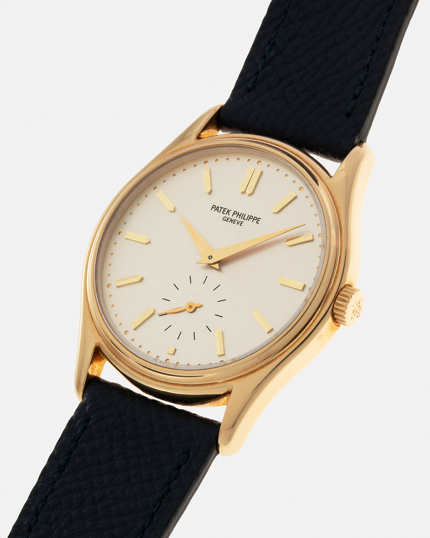 Brand: Patek Philippe
Year: 1990’s
Model: Calatrava
Reference: 5023
Material: 18-carat Yellow Gold
Movement: Patek Philippe Cal. 215 PS, Manual-Winding
Case Diameter: 33mm x 7mm (39.8mm Lug-to-Lug)
Lug Width: 18mm
Strap: Molequin Navy Blue Grained Calf Strap with Signed 18-carat Yellow Gold Tang Buckle