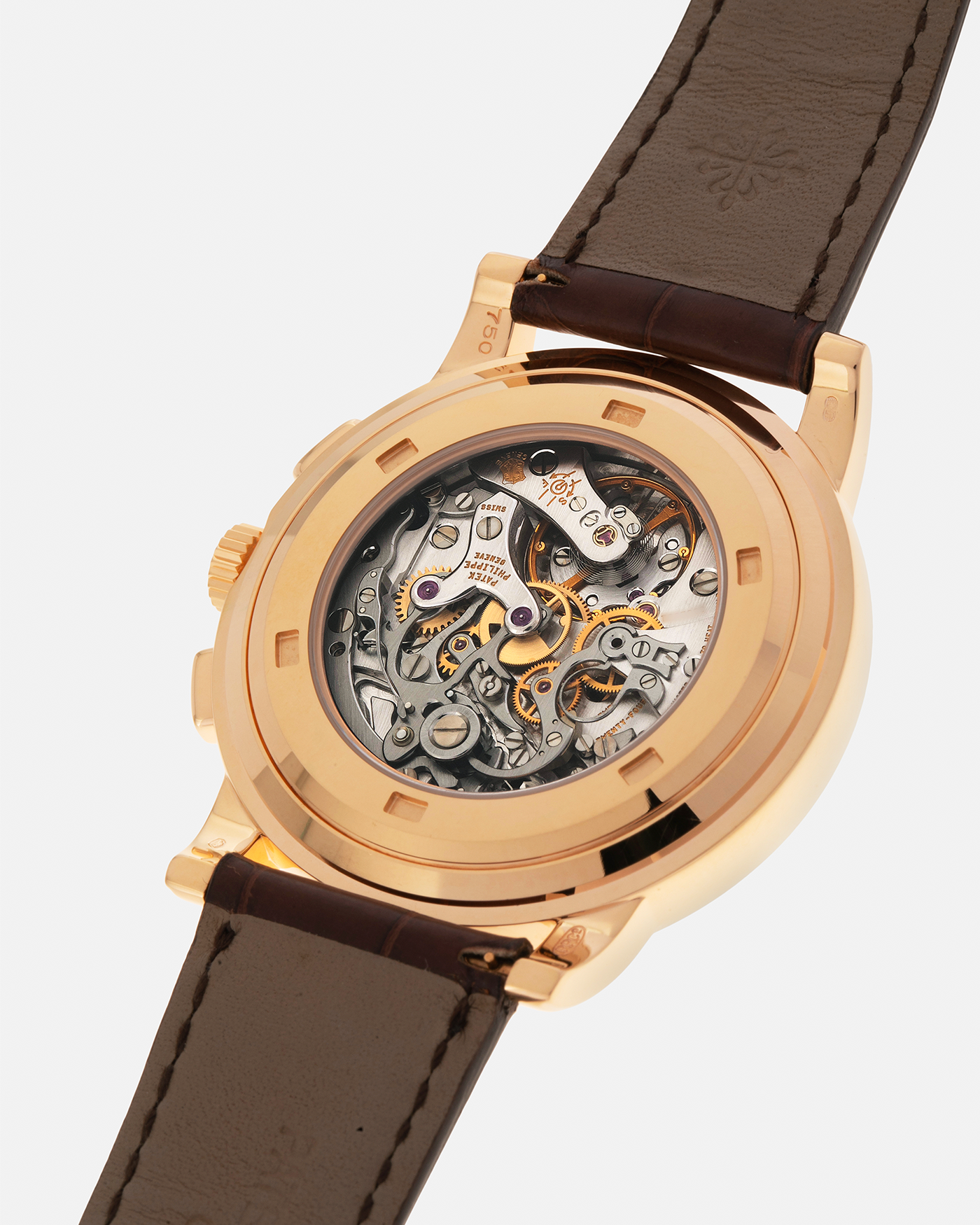 Brand: Patek Philippe 
Year: 2000s
Model: Chronograph
Reference: 5070R
Material: 18-carat Rose Gold
Movement: Patek Philippe Cal. 27-20 CHR (Based on Lemania Cal. 2310), Manual-Winding
Case Dimensions: 42mm x 11.6mm (Lug-to-Lug 48.4mm)
Strap: Patek Philippe Dark Brown Alligator Leather Strap with Signed 18-carat Yellow Gold Deployant Clasp