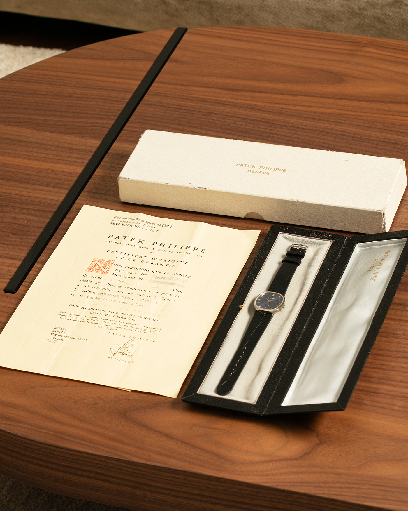 Brand: Patek Philippe
Year: 1972
Model: Ellipse
Reference: 3548G
Material: 18-carat White Gold
Movement: Patek Philippe Cal. 23-300, Manual-Winding
Case Dimensions: 32mm (Including Lugs) x 27mm x 6.1mm
Lug Width: 17mm
Strap: Custom Handdn Black Alligator Stitchless Leather Strap with Signed 18-carat White Gold Tang Buckle