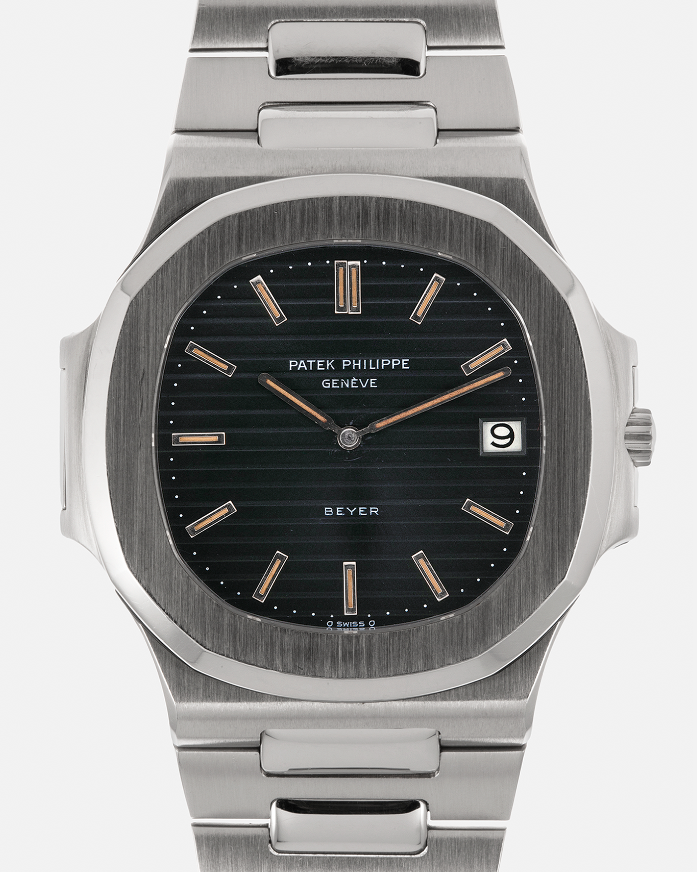 Brand: Patek Philippe
Year: 1983
Model: Nautilus ‘Jumbo’
Reference Number: 3700/11A
Material: Stainless Steel
Movement: Patek Philippe Cal. 28-255C (Jaeger LeCoultre Cal. 920 Based), Self-Winding
Case Dimensions: 40mm x 7.5mm (Ear-to-Ear 42mm)
Bracelet: Patek Philippe Integrated Bracelet in Stainless Steel with Signed Clasp