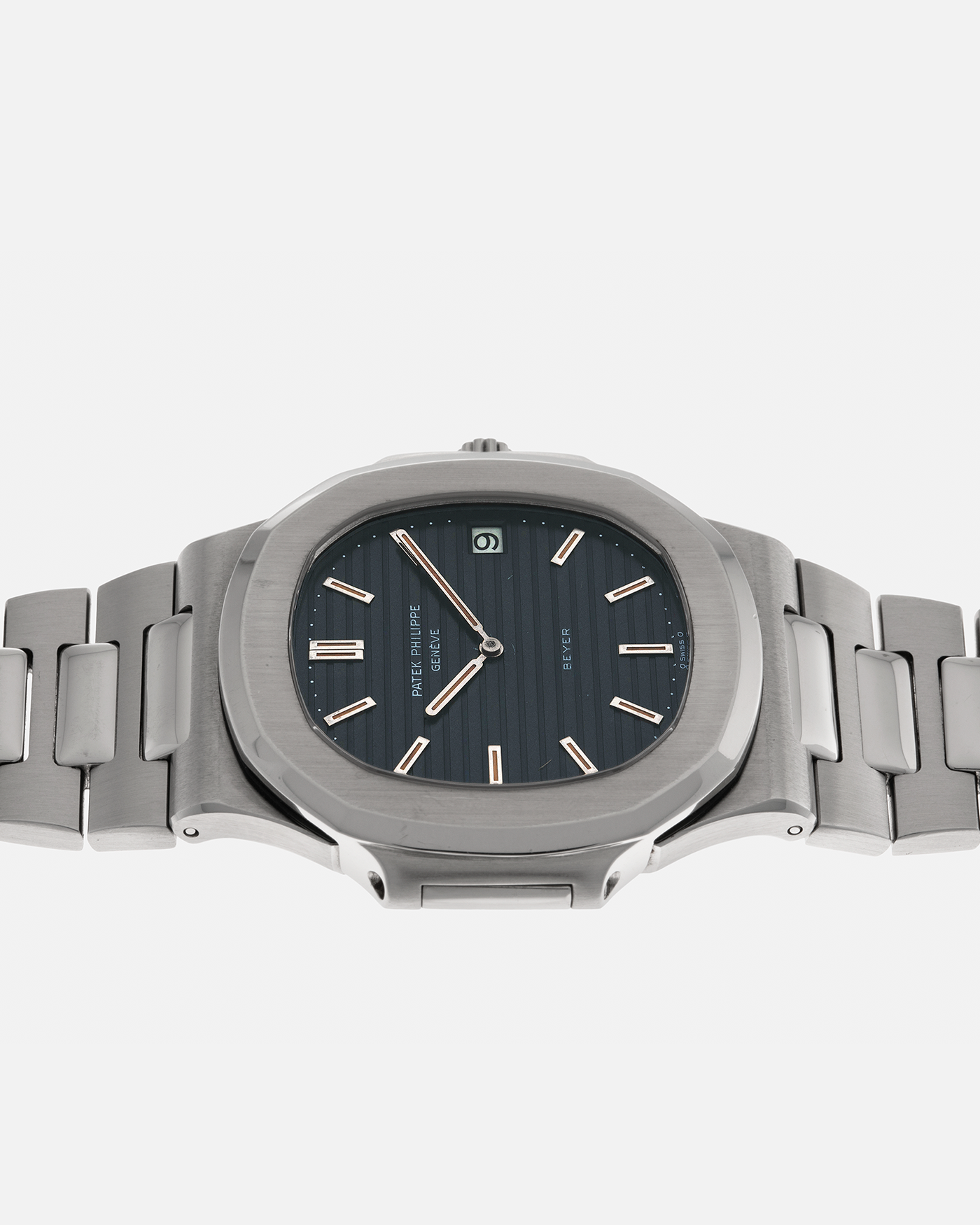 Brand: Patek Philippe
Year: 1983
Model: Nautilus ‘Jumbo’
Reference Number: 3700/11A
Material: Stainless Steel
Movement: Patek Philippe Cal. 28-255C (Jaeger LeCoultre Cal. 920 Based), Self-Winding
Case Dimensions: 40mm x 7.5mm (Ear-to-Ear 42mm)
Bracelet: Patek Philippe Integrated Bracelet in Stainless Steel with Signed Clasp