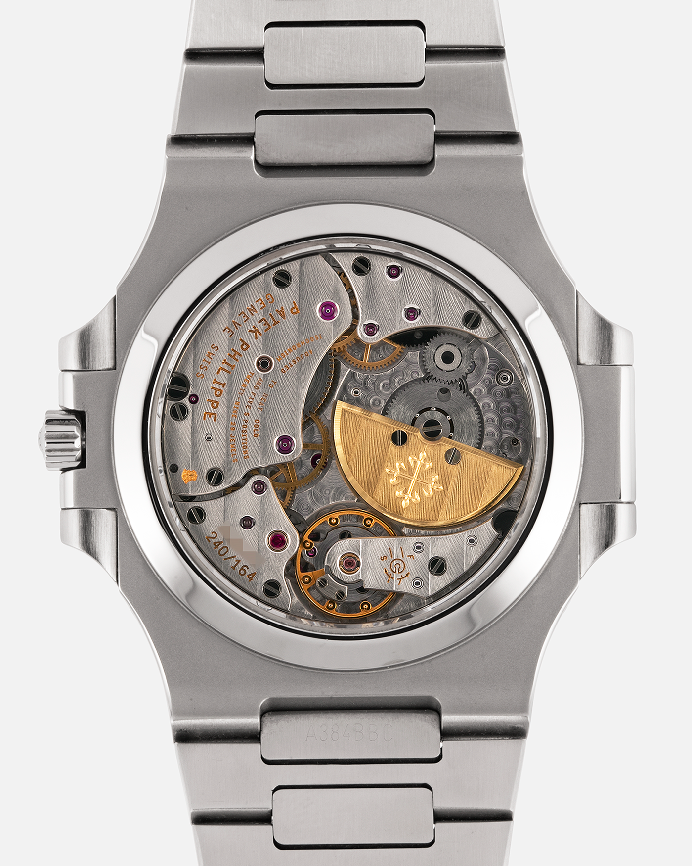 Brand: Patek Philippe
Year: 2005
Model: Nautilus
Reference Number: 3712A
Material: Stainless Steel
Movement: Patek Philippe Calibre 240 PS IRM C LU, Self-Winding
Case Dimensions: 40mm Diameter, 8.5mm Thickness
Bracelet: Patek Philippe Integrated 18-carat Rose Gold Bracelet