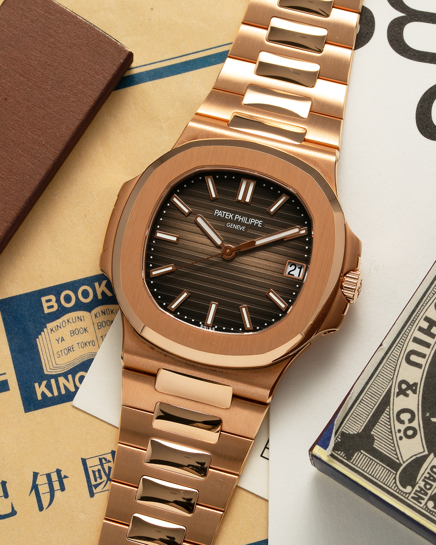 Brand: Patek Philippe Year: 2015 Model: Nautilus Reference Number: 5711R Material: 18-carat Rose Gold Movement: Patek Philippe Cal. 324SC, Self-Winding Case Dimensions: 40mm x 8.6mm Bracelet: Patek Philippe 18-carat Rose Gold Integrated Bracelet