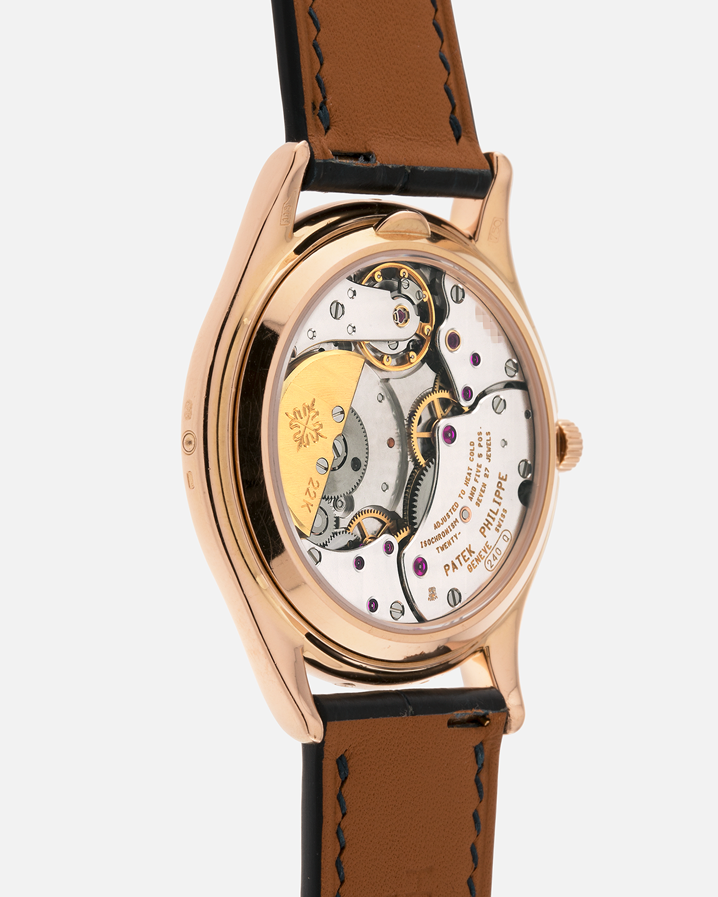 Brand: Patek Philippe Year Manufactured: 1995 Year Sold: 1996 Model: Perpetual Calendar ‘2nd Series’ Reference Number: 3940R Material: 18k Rose Gold Movement: Patek Philippe Cal. 240Q, Self-Winding Micro-Rotor Case Dimensions: 36mm Diameter 8.5mm Thickness Lug Width: 18mm Strap: Dark Blue Handdn Alligator Strap with Patek Philippe 18k Rose Gold Tang Buckle and Additional Patek Philippe Black Alligator Leather Strap