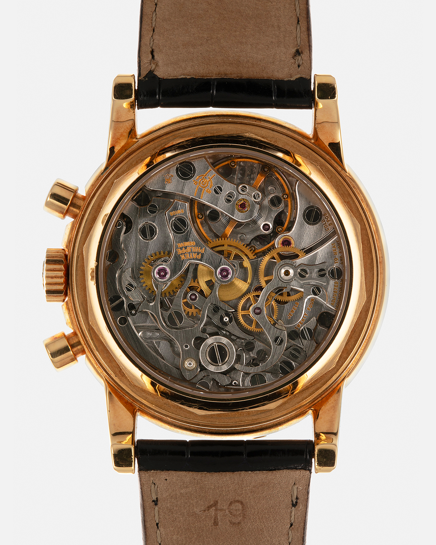 Brand: Patek Philippe
Year: 1992
Model: Perpetual Calendar Chronograph ‘3rd Series’
Reference Number: 3970EJ
Material: 18-carat Yellow Gold
Movement: Patek Philippe Cal. 27-70 Q (Based on Lemania Cal. 2310), Manual-Winding
Movement Number:
Case Dimensions: 36mm x 13mm (43.3mm Lug-to-Lug)
Lug Width: 19mm
Strap: Patek Philippe Black Alligator Leather Strap with Signed 18-carat Yellow Gold Tang Buckle