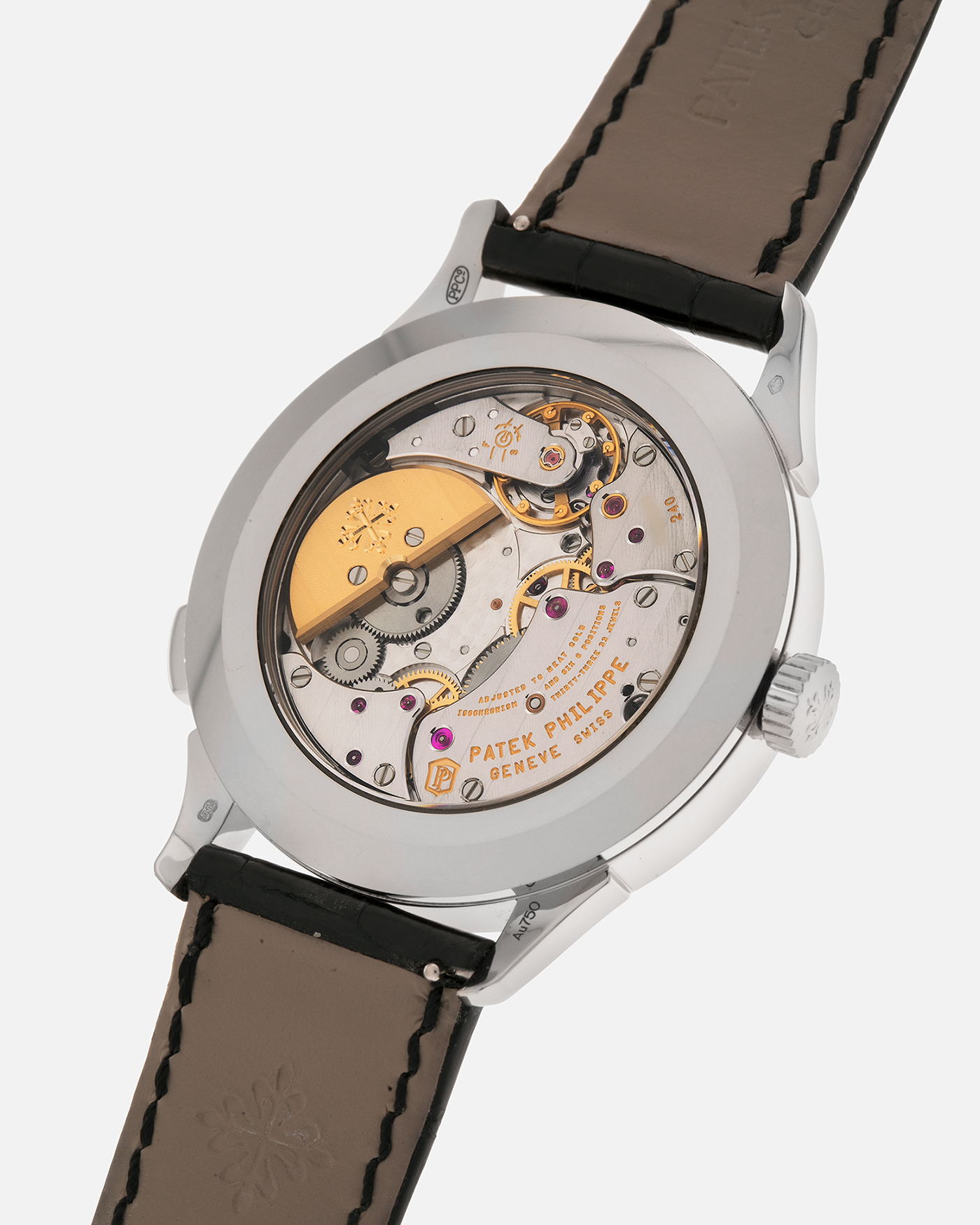 Brand: Patek Philippe
Year: 2018
Model: World Time
Reference: 5230G
Material: 18-carat White Gold
Movement: Patek Philippe Cal. 240 HU Micro Rotor, Self-Winding
Case Dimensions: 38.5mm x 10.3mm (Lug-to-Lug 47mm)
Lug Width: 20mm
Strap: Patek Philippe Black Alligator Leather Strap with Signed 18-carat White Gold Deployant Clasp