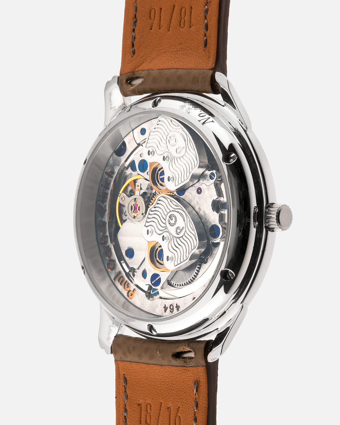 Brand: Paul Gerber
Year: 2000’s
Model: Retro Twin
Reference: 157
Material: 18-carat White Gold
Movement: Self-Winding Paul Gerber Cal. 15 (Heavily-Modified Peseux Cal. 7001)
Case Dimensions: 36mm Diameter 11mm Thickness
Lug Width: 18mm
Strap: Paul Gerber Dark Brown Calf Leather Strap with Signed 18-carat Yellow Gold Tang Buckle