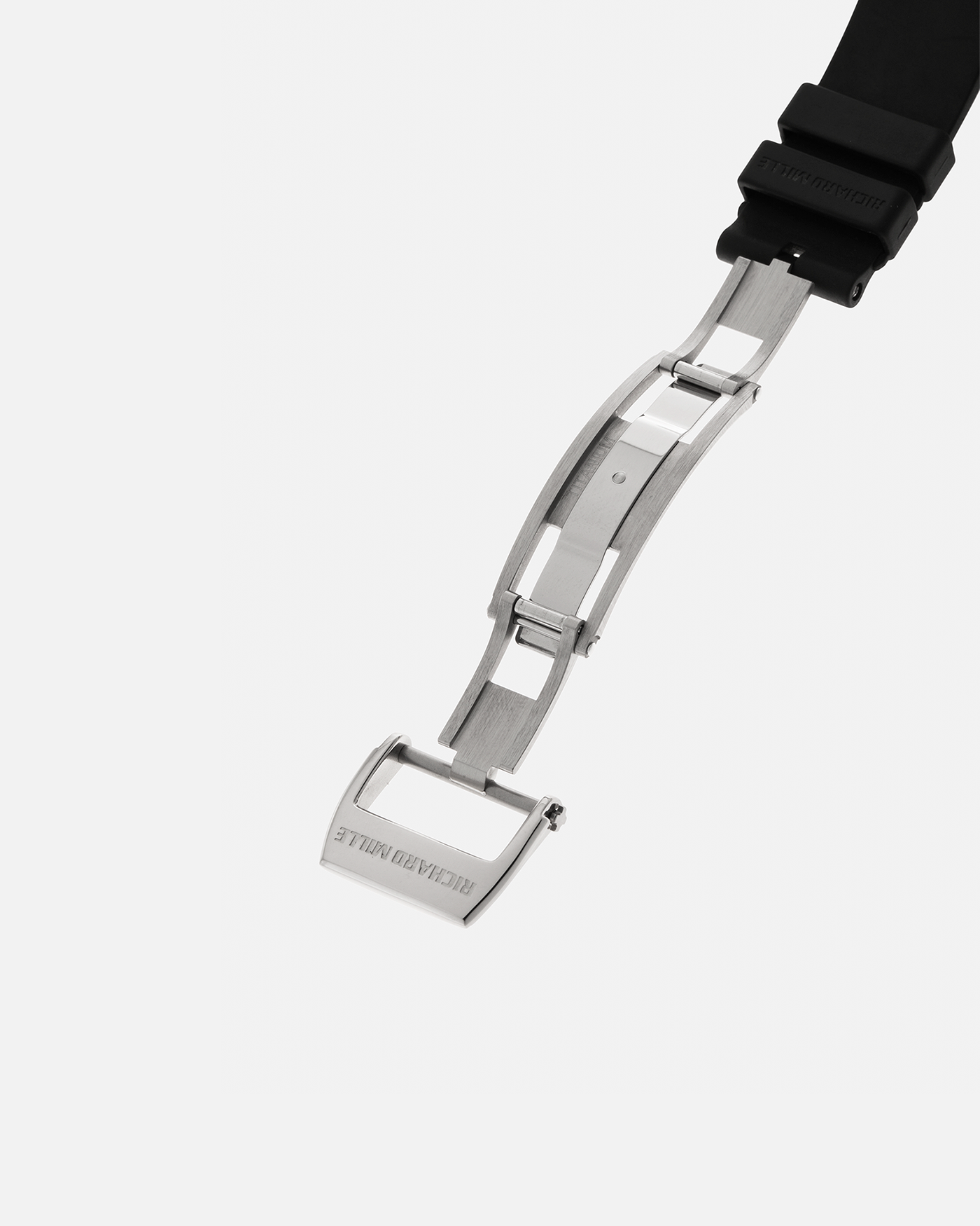 Brand: Richard Mille Year: 2000s Model: RM007 ‘Orange Lip’ Case Material: 18-carat White Gold Case, Diamond-Set Hour Markers Movement: Richard Mille Cal. RM007, Self-Winding Case Dimensions: 31mm x 45mm  Strap: Richard Mille Black Rubber Strap with Signed Titanium Deployant Clasp