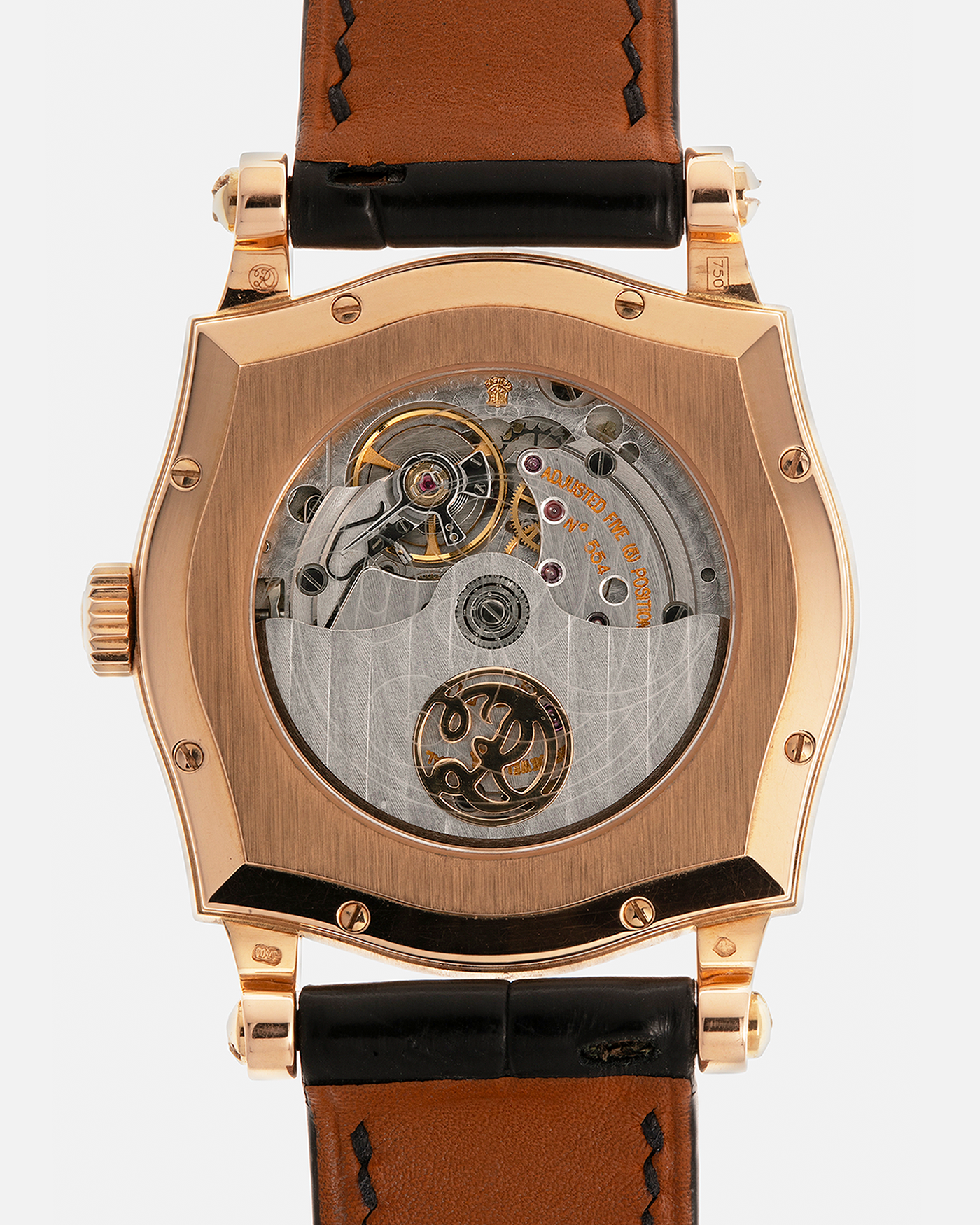 Brand: Roger Dubuis
Year: 2000s
Model: Sympathie 37 ‘Breguet Numerals’, Limited to 28 Pieces
Reference: S37.57.5
Material: 18-carat Rose Gold
Movement: Roger Dubuis Cal. RD 57, Self-Winding
Case Dimensions: 37mm x 8.5mm (Lug-to-Lug 46.5mm)
Lug Width: 20mm
Strap: Generic Unnamed Black Calf Leather Strap with Signed 18-carat Rose Gold Tang Buckle