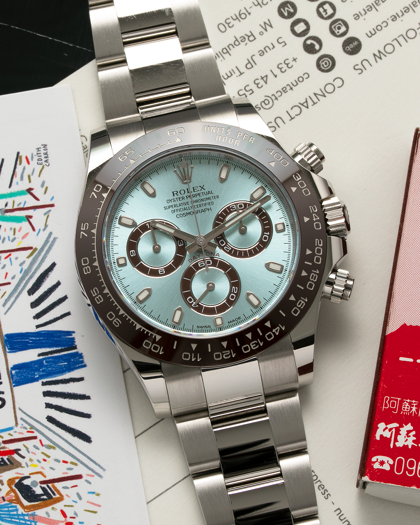 Brand: Rolex Year: 2020 Model: Cosmograph Daytona Reference: 116506 Material: Platinum 950 Movement: Rolex Cal. 4130, Self-Winding Case Diameter: 40mm Lug Width: 20mm Strap: Rolex Platinum Oyster Bracelet
