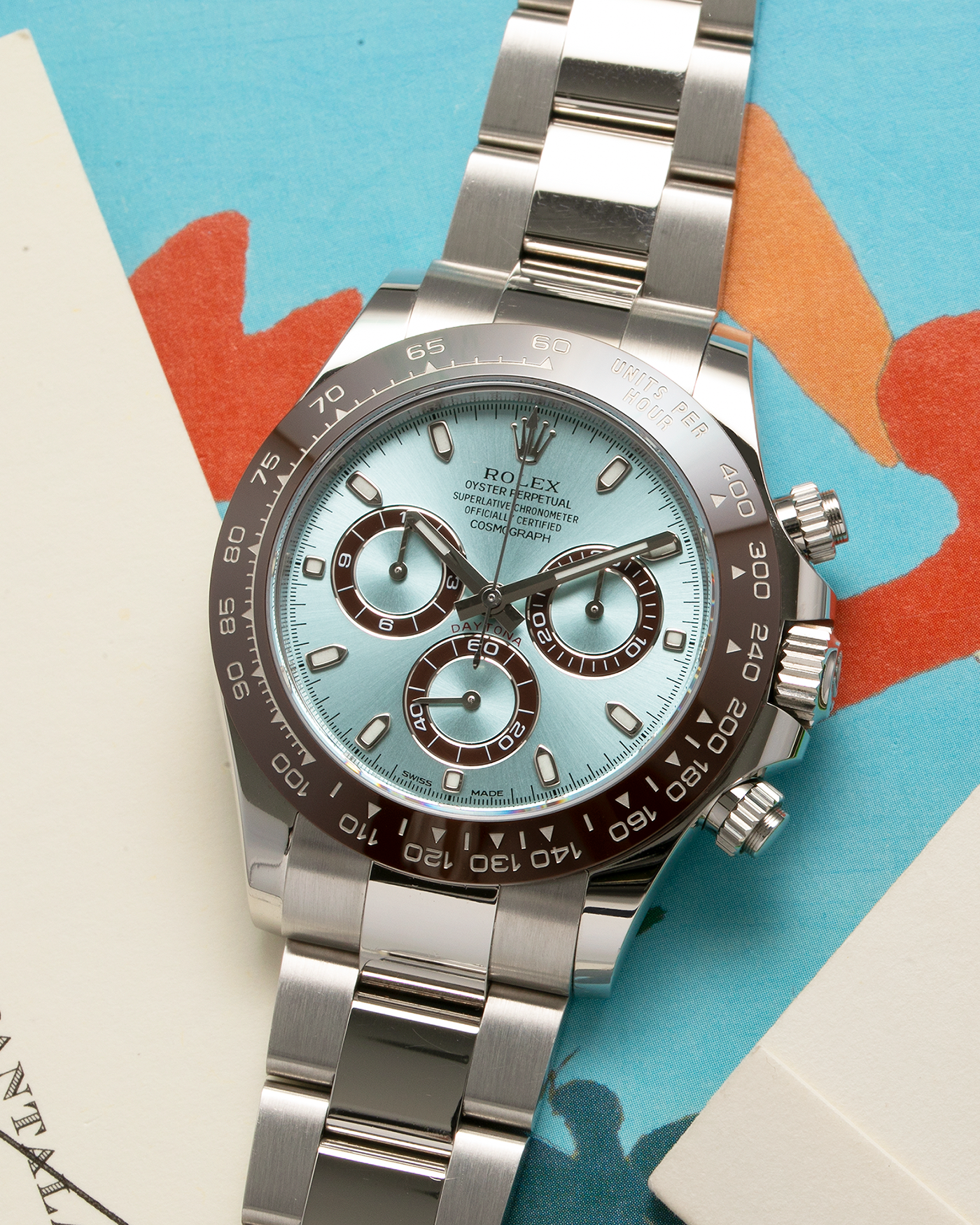 Brand: Rolex Year: 2020 Model: Cosmograph Daytona Reference: 116506 Material: Platinum 950 Movement: Rolex Cal. 4130, Self-Winding Case Diameter: 40mm Lug Width: 20mm Strap: Rolex Platinum Oyster Bracelet