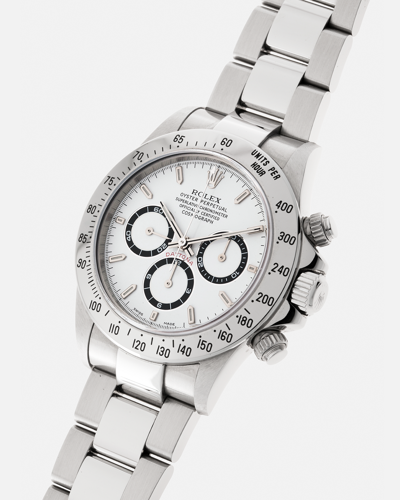 Brand: Rolex Year: 1999 Model: Cosmograph Daytona Reference: 16520 Serial Number: A342XXX Material: Stainless Steel Movement: Rolex (Based on the Zenith El Primero Cal. 400) Cal. 4030, Self-Winding Case Diameter: 40mm Bracelet: Rolex Stainless Steel 78390A Oyster Bracelet