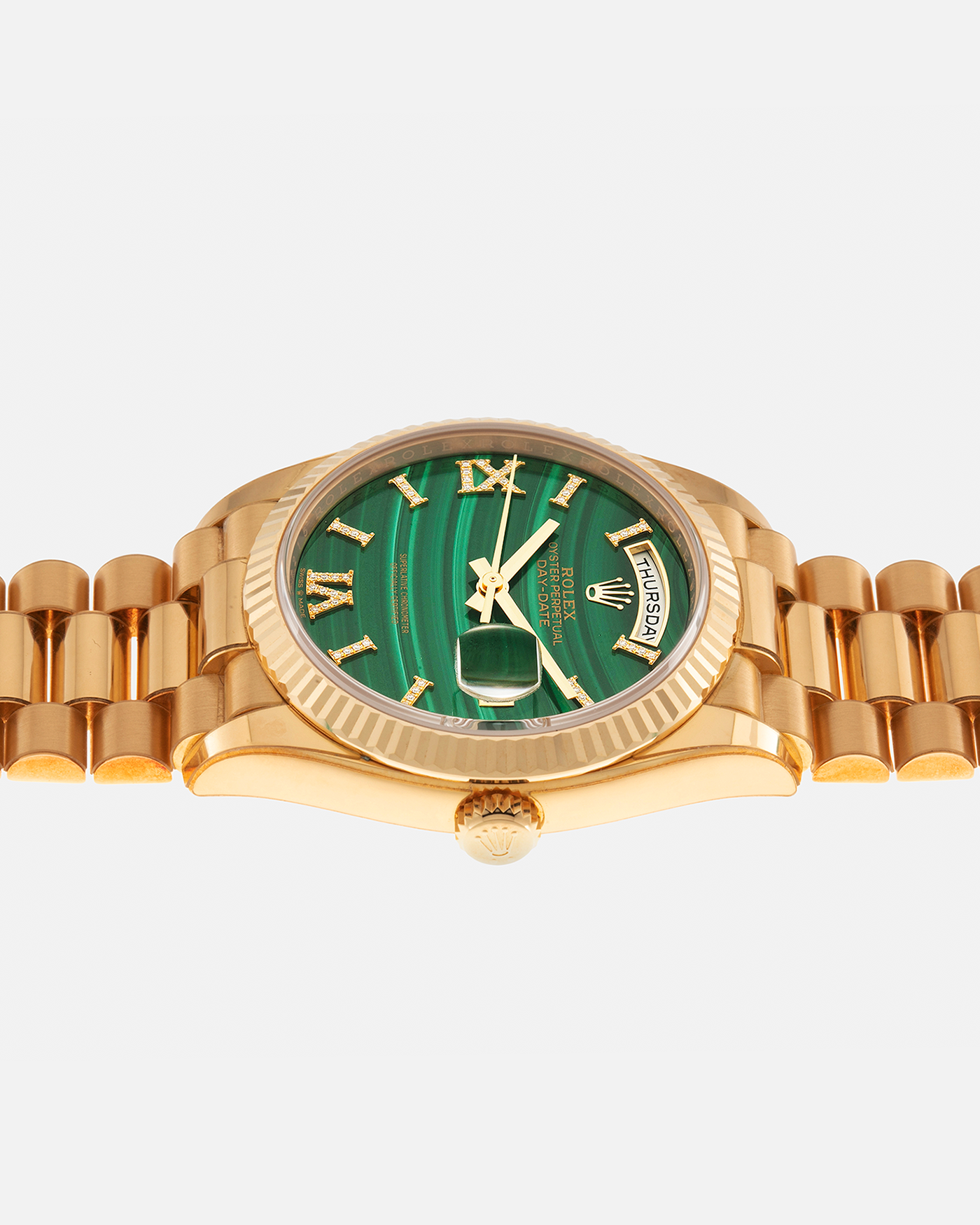 Rolex Day Date Malachite Diamond 128238 Watch S.Song Vintage Watches For Sale S.Song Watches