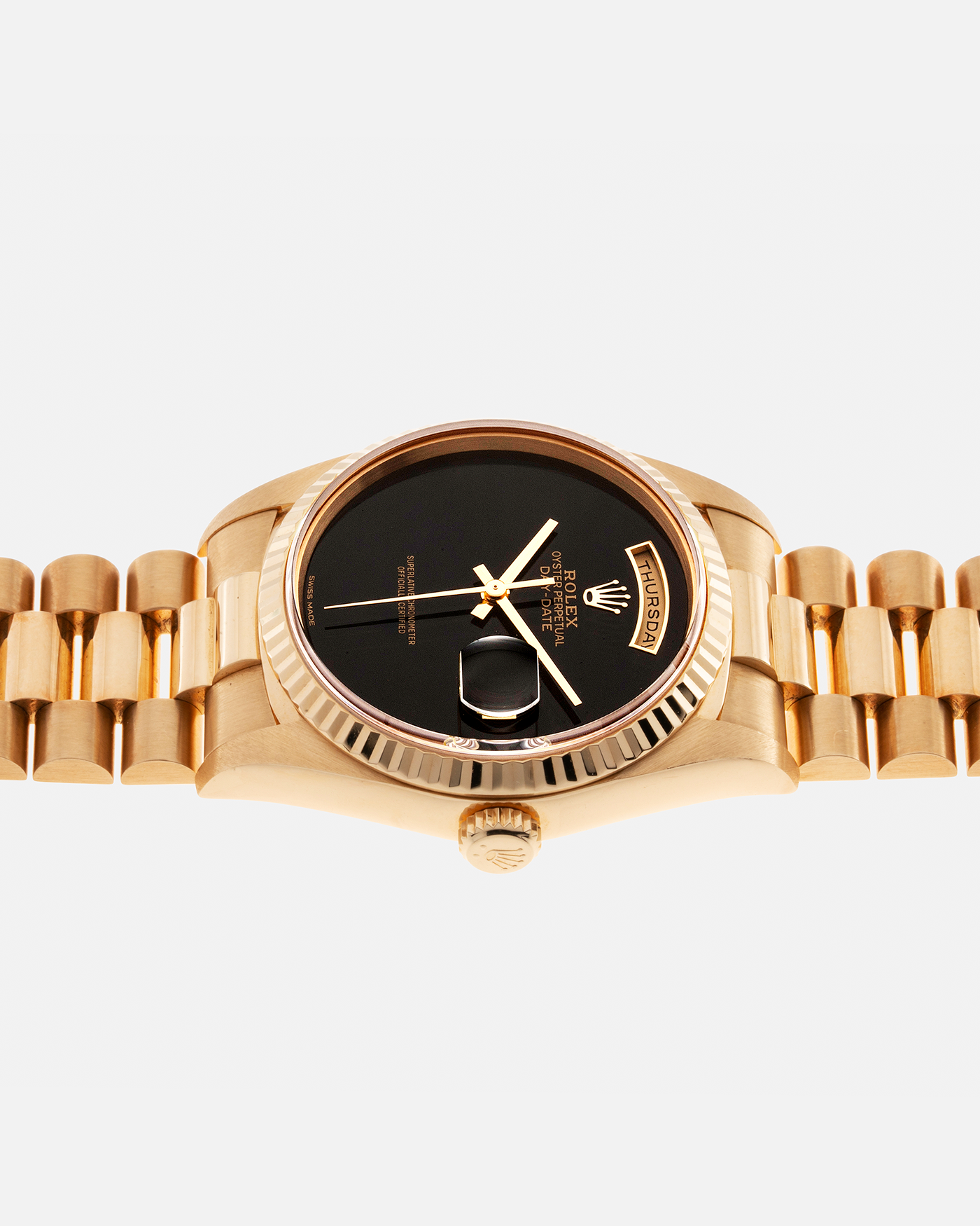 Rolex gold day date sales onyx dial no markers