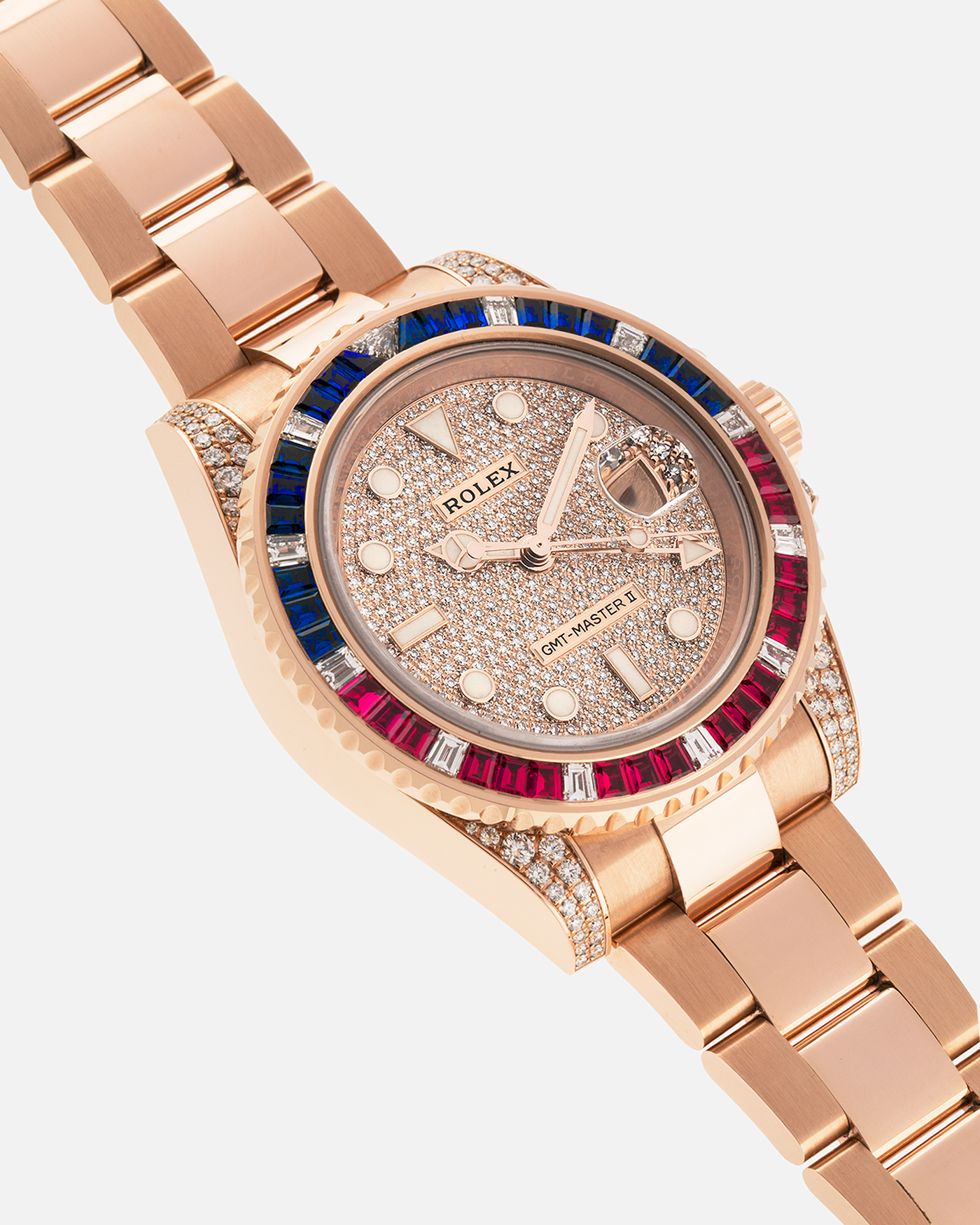 Rolex GMT Master II 126755SARU Pave Dial Rose Gold