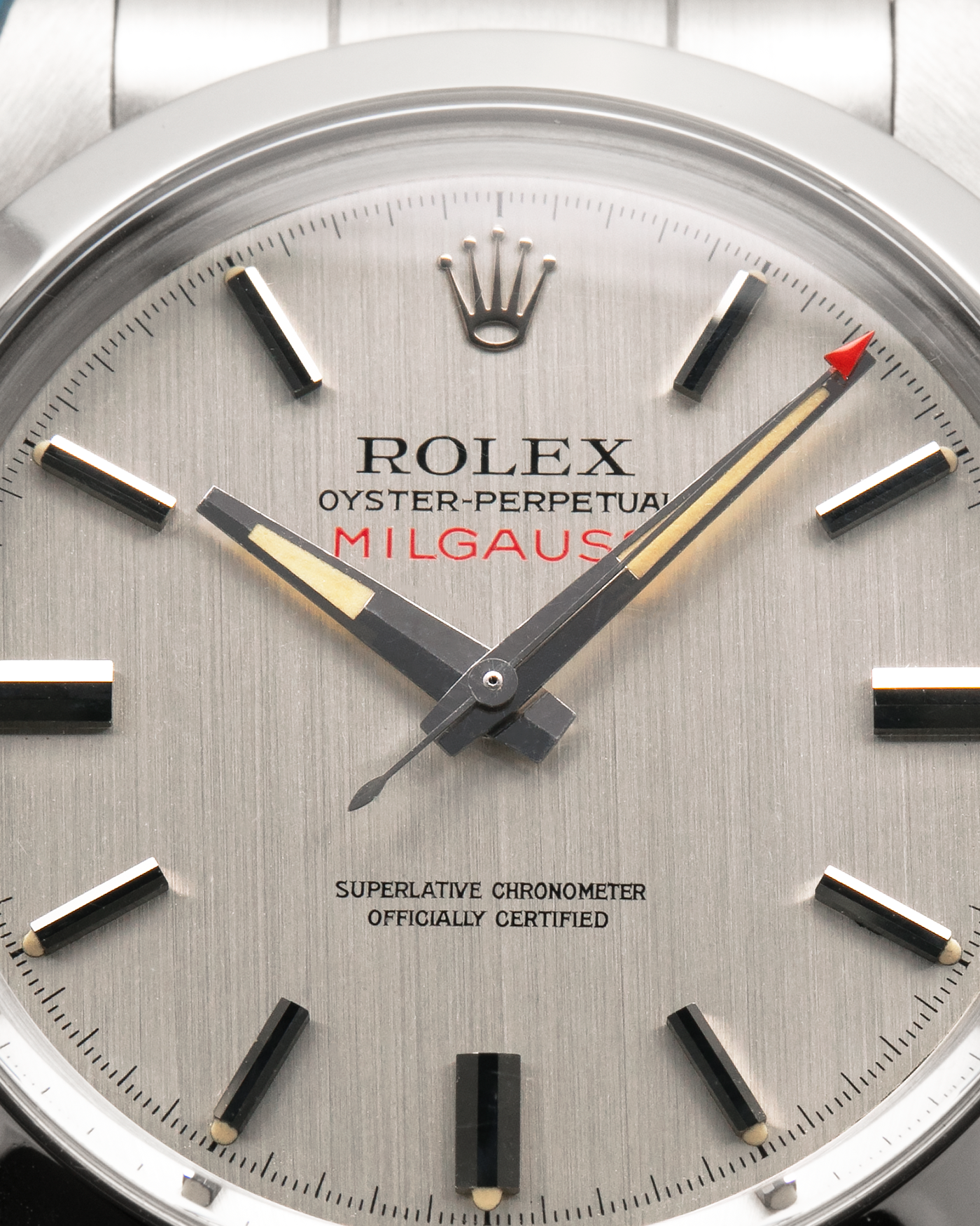 Brand: Rolex
Year Produced: 1979/1980
Year Sold: 1988
Model: Milgauss
Reference Number: 1019
Serial Number: 6.1mil
Material: Stainless Steel
Movement: Rolex Cal. 1580, Self-Winding
Case Dimensions: 38mm
Lug Width: 20mm
Bracelet: Rolex 78360 Oyster Bracelet with Signed Stainless Steel Clasp and 580 End Links