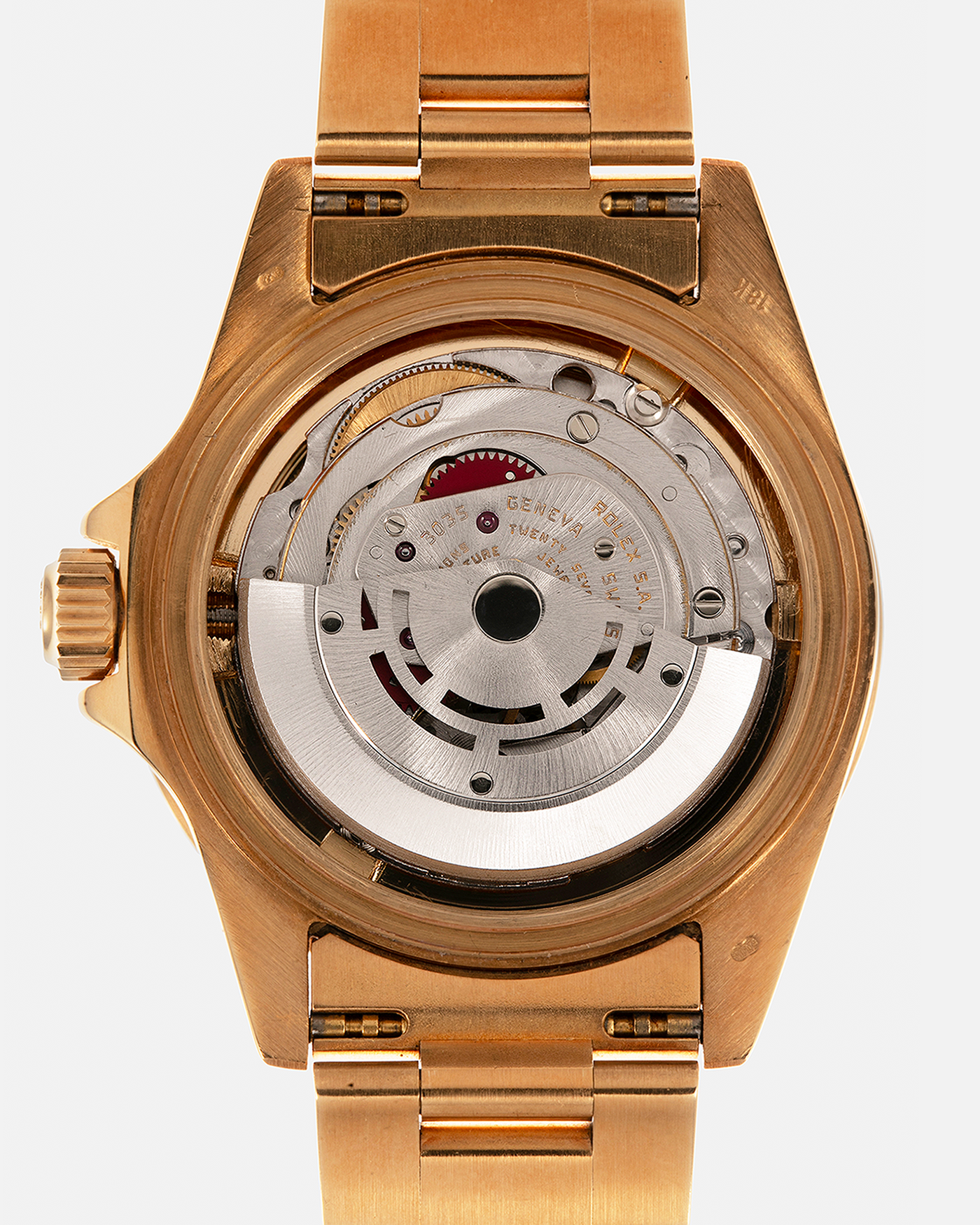 Brand: Rolex
Year: 1984
Model: Submariner
Reference Number: 16808
Serial Number: 838XXXX
Material: 18-carat Yellow Gold
Movement: Rolex Cal. 3035, Self-Winding
Case Dimensions: 40mm x 12.5mm (Lug-to-Lug 47.5mm)
Lug Width: 20mm
Bracelet: Rolex 92908 Oyster Bracelet in 18-carat Yellow Gold With Signed Deployant Clasp with Dive Extension