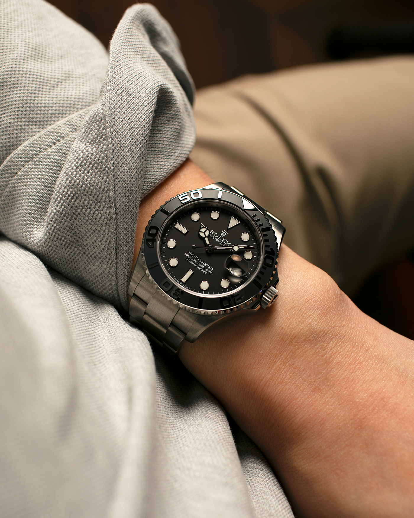 Brand: Rolex
Year: 2025
Model: Yacht-Master 42
Reference Number: 226627
Material: RLX Titanium (Grade 5 Alloy)
Movement: Rolex Cal. 3235, Self-Winding
Case Dimensions: 42mm x 11.6mm (Lug-to-Lug 50.3mm)
Lug Width: 21mm
Bracelet: Rolex RLX Titanium Oyster Bracelet with Signed Oysterlock Clasp and Easylink Extension