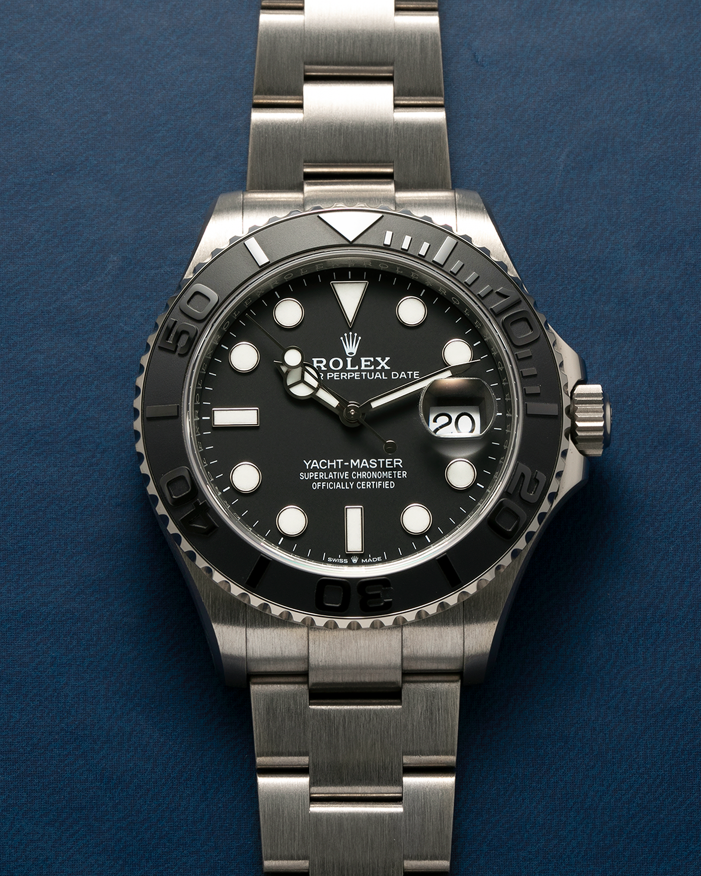 Brand: Rolex
Year: 2025
Model: Yacht-Master 42
Reference Number: 226627
Material: RLX Titanium (Grade 5 Alloy)
Movement: Rolex Cal. 3235, Self-Winding
Case Dimensions: 42mm x 11.6mm (Lug-to-Lug 50.3mm)
Lug Width: 21mm
Bracelet: Rolex RLX Titanium Oyster Bracelet with Signed Oysterlock Clasp and Easylink Extension