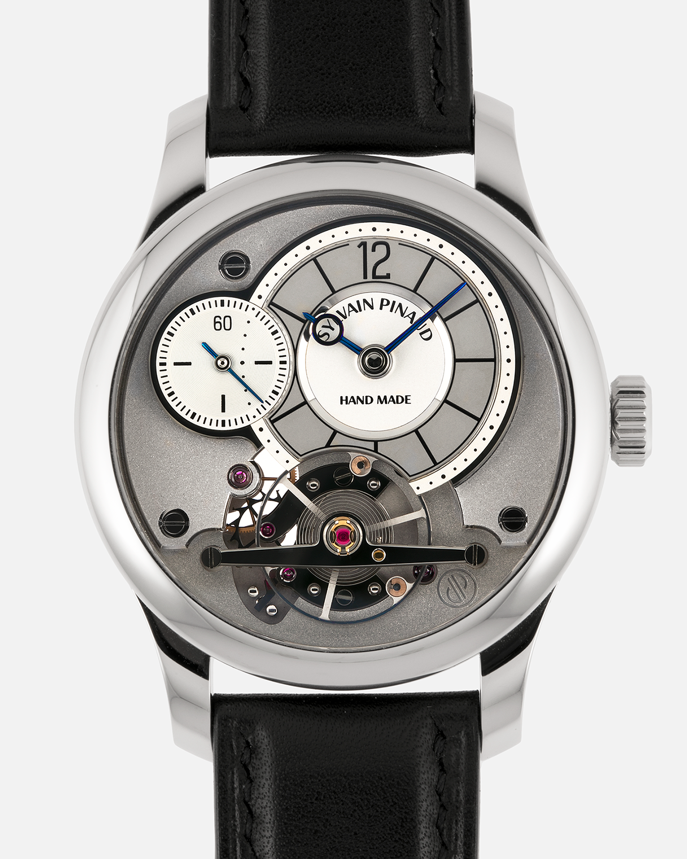 Brand: Sylvain Pinaud
Year: 2025
Model: Origine
Material: Stainless Steel
Movement: Sylvain Pinaud In-House, Manually Wound Mechanical Movement
Case Dimensions: 40mm Diameter 11mm Thickness
Strap: Sylvain Pinaud Black Leather Strap with Stainless Steel Sylvain Pinaud Tang Buckle