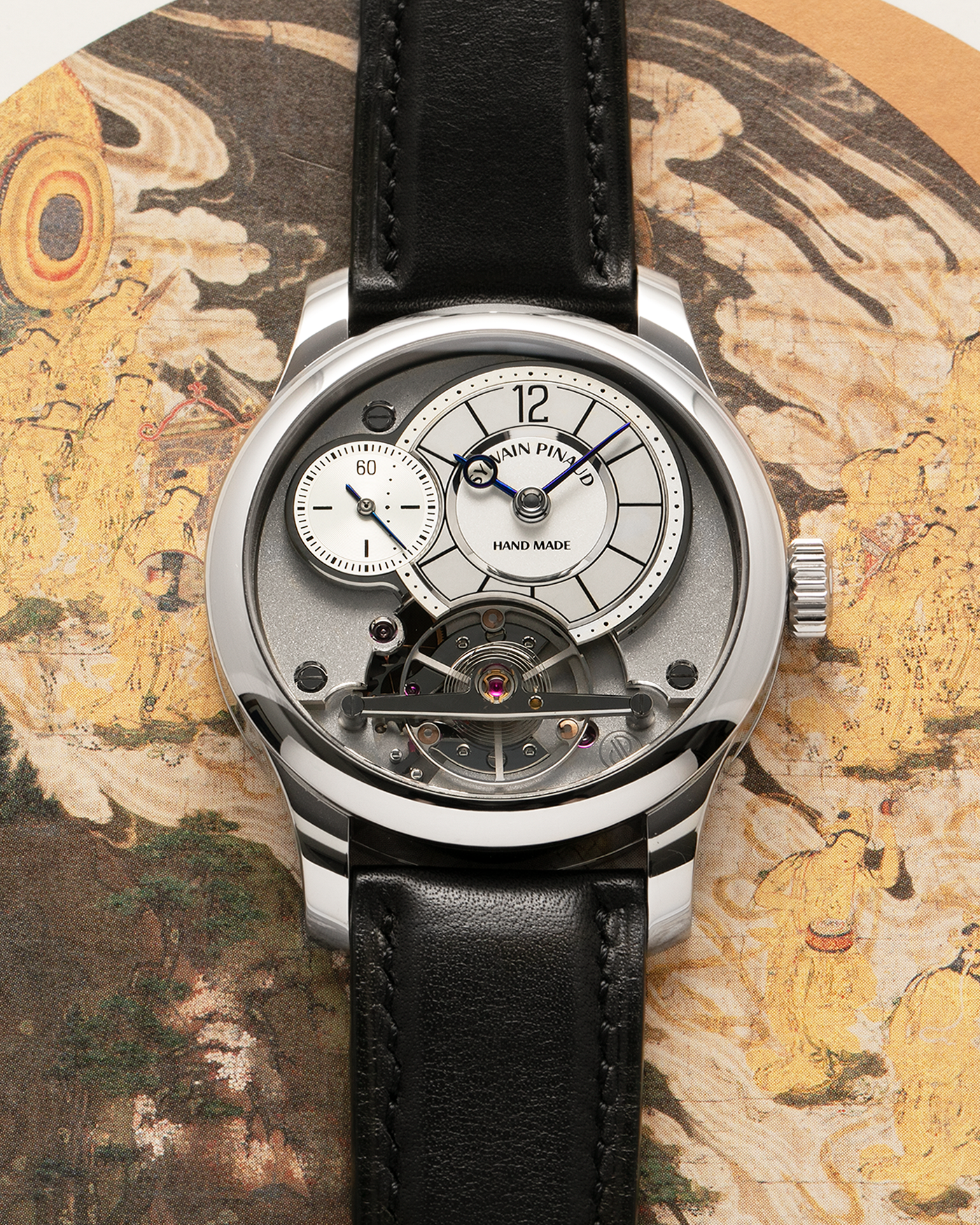 Brand: Sylvain Pinaud
Year: 2025
Model: Origine
Material: Stainless Steel
Movement: Sylvain Pinaud In-House, Manually Wound Mechanical Movement
Case Dimensions: 40mm Diameter 11mm Thickness
Strap: Sylvain Pinaud Black Leather Strap with Stainless Steel Sylvain Pinaud Tang Buckle