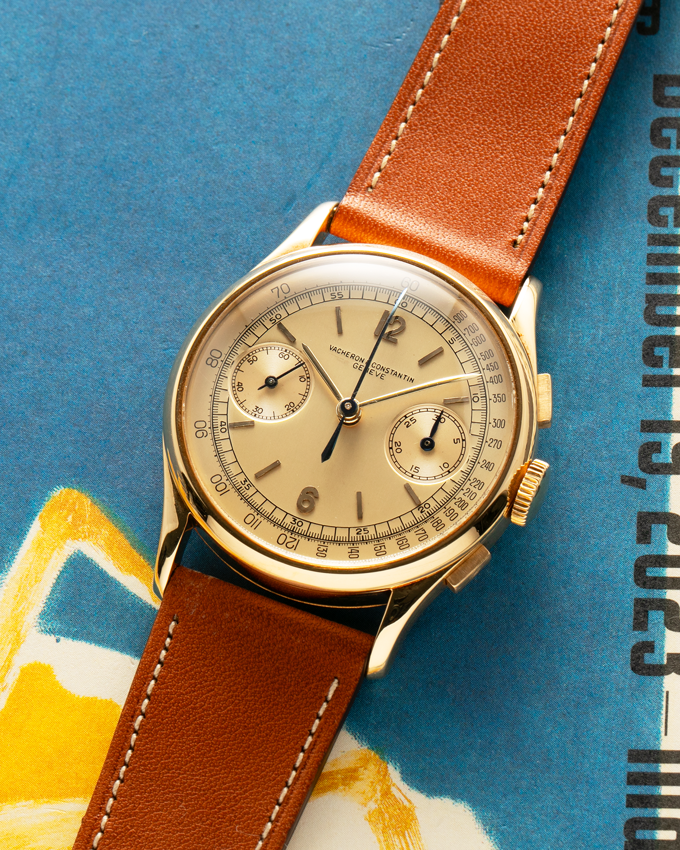 Brand: Vacheron Constantin
Year: 1944
Reference: 4072
Material: 18k Yellow Gold
Movement: Vacheron Constantin Cal. 434 (Valjoux 23)
Movement Number: 437558
Case Number: 285547
Case Dimensions: 35mm Diameter XXX Thickness
Straps: Nostime Brown Calf Leather Strap and Generic Tang Buckle